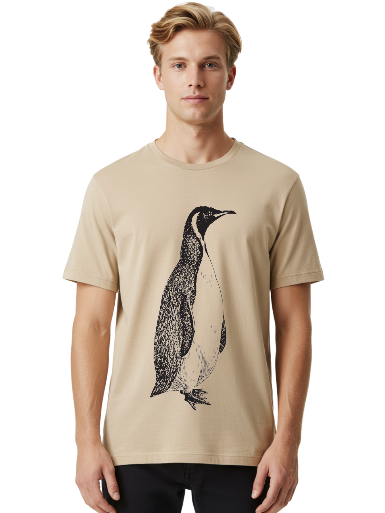 Penguin Men'S Graphic Tee, 100% Cotton, Comfortable Casual Summer Wear, Machine Washable, Penguin Illustration, Black And White Penguin, Detailed Artwork, Wildlife Graphic, Stylized Bird, Antarctic Bird, Tuxedo Bird, Flightless Bird, Aad924 12