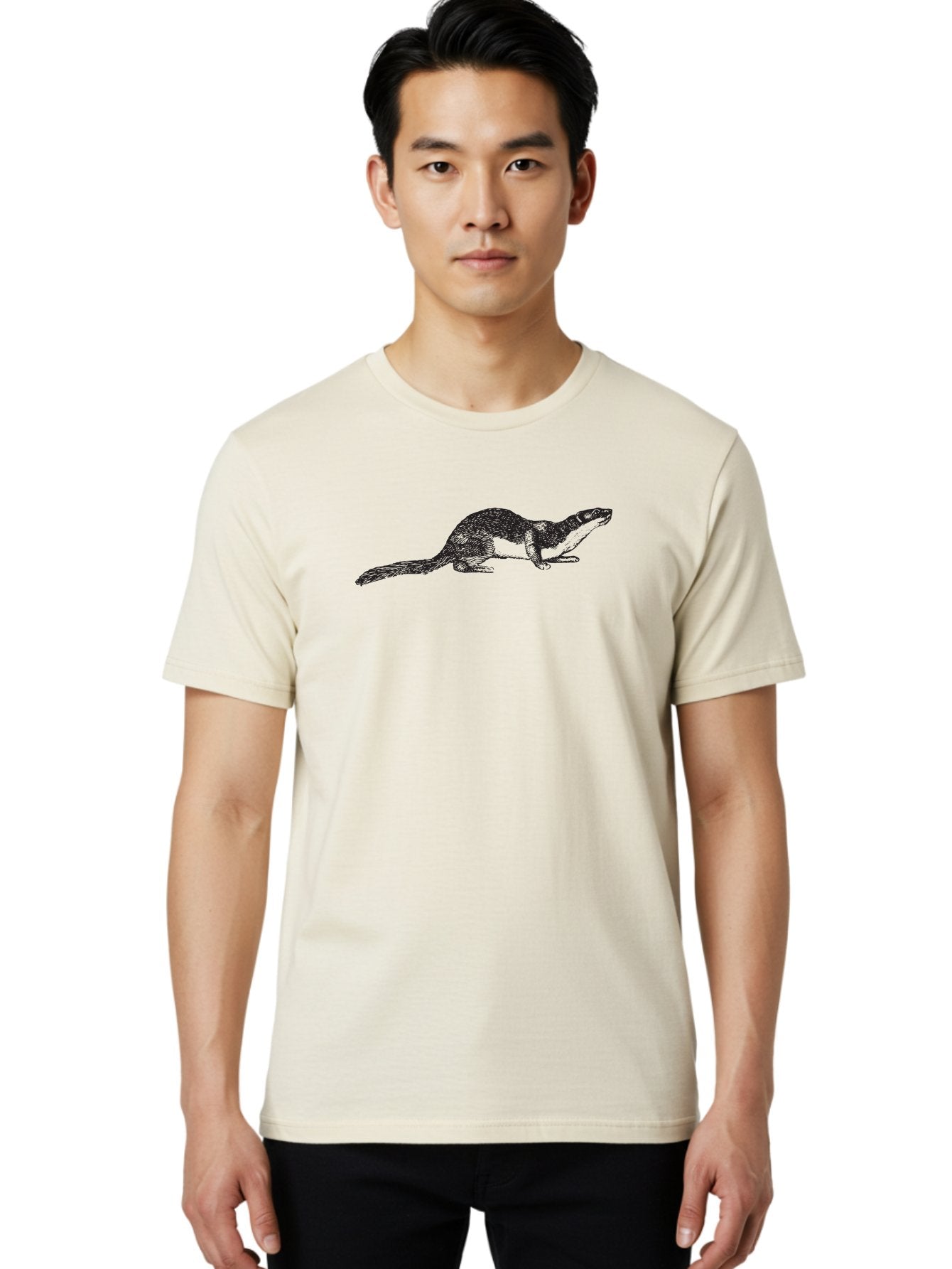 Platypus-2 Men'S Graphic Tee, 100% Cotton, Comfortable Casual Summer Wear, Machine Washable, Ink Illustration Of Otter, Wildlife Artwork, Detailed Animal Drawing, Otter In Motion, Aquatic Mammal, Wild Otter Aad926 20