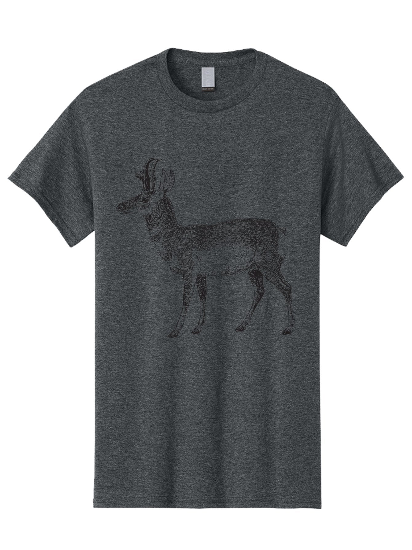 Pronghorn-Antelope Men'S Graphic Tee, 100% Cotton, Comfortable Casual Summer Wear, Machine Washable, Deer Illustration, Black And White Deer, Wildlife Art, Animal Drawing, Forest Creature, Wildlife Graphic, Antlered Mammal, Woodland Animal Aad929 3