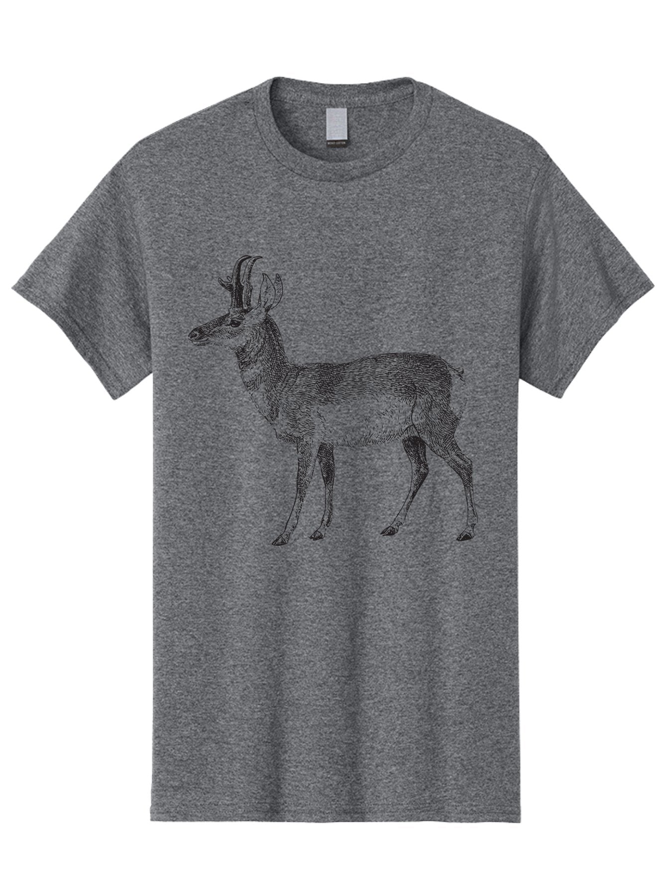 Pronghorn-Antelope Men'S Graphic Tee, 100% Cotton, Comfortable Casual Summer Wear, Machine Washable, Deer Illustration, Black And White Deer, Wildlife Art, Animal Drawing, Forest Creature, Wildlife Graphic, Antlered Mammal, Woodland Animal Aad929 14