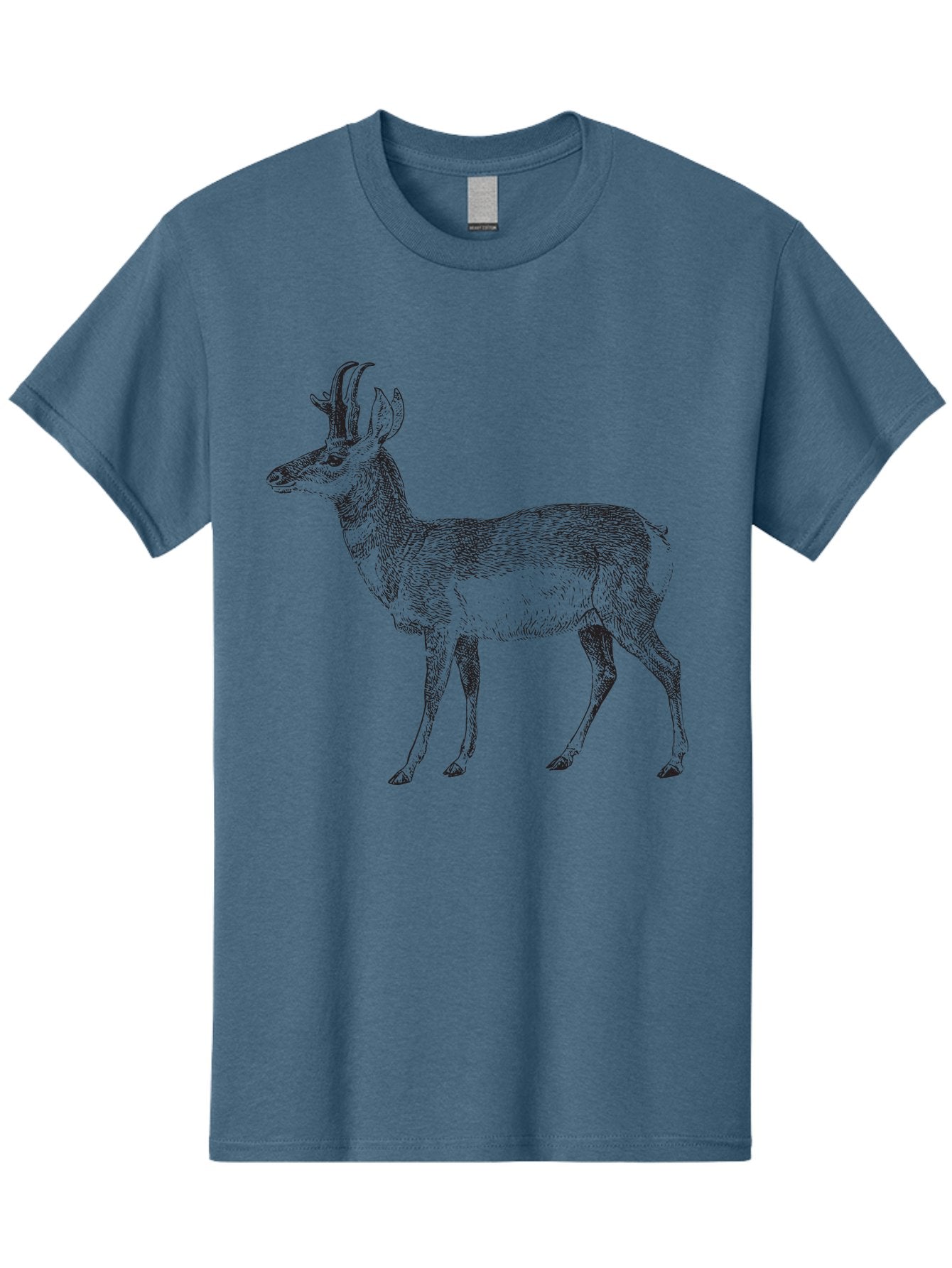 Pronghorn-Antelope Men'S Graphic Tee, 100% Cotton, Comfortable Casual Summer Wear, Machine Washable, Deer Illustration, Black And White Deer, Wildlife Art, Animal Drawing, Forest Creature, Wildlife Graphic, Antlered Mammal, Woodland Animal Aad929 9