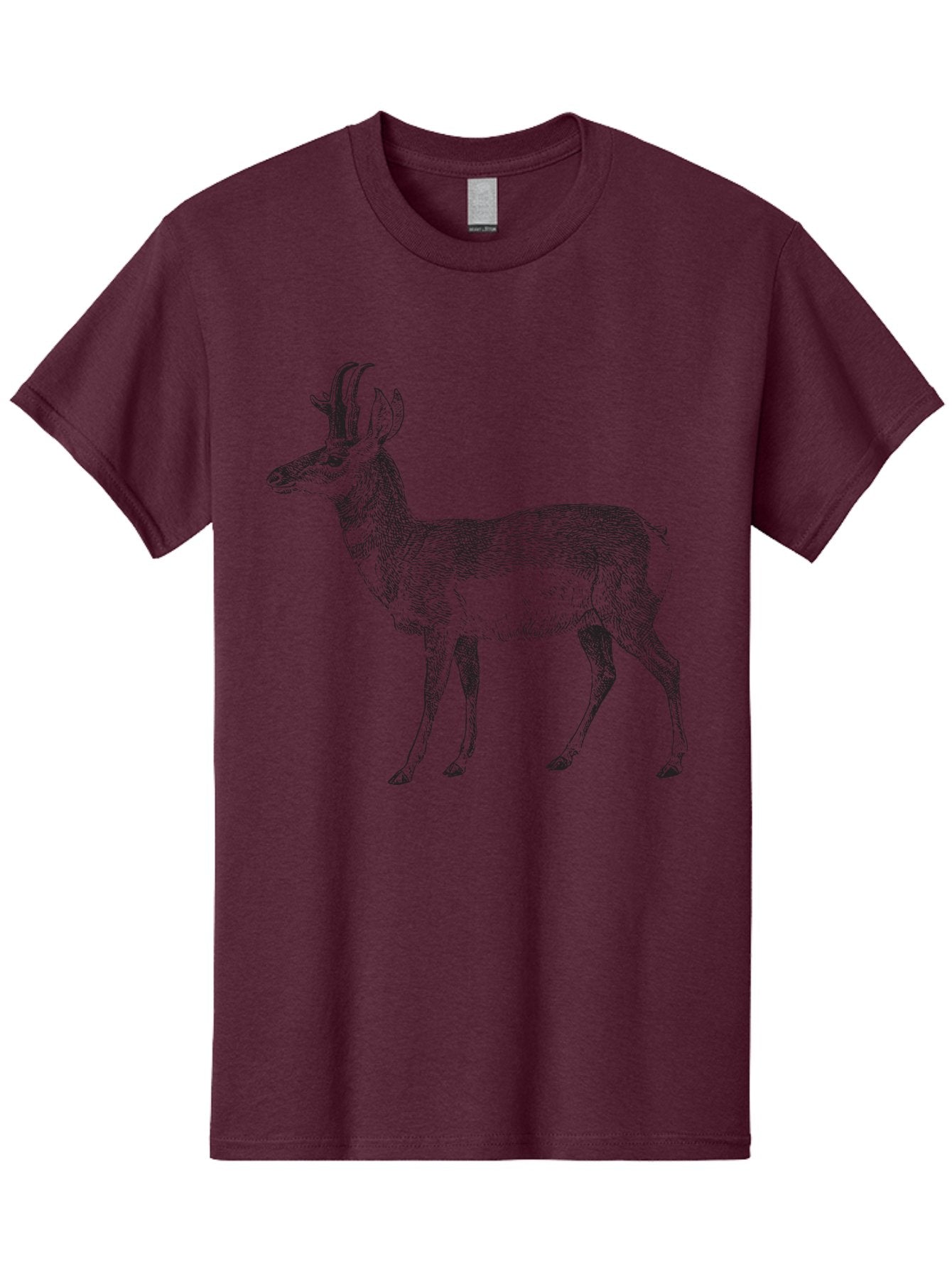 Pronghorn-Antelope Men'S Graphic Tee, 100% Cotton, Comfortable Casual Summer Wear, Machine Washable, Deer Illustration, Black And White Deer, Wildlife Art, Animal Drawing, Forest Creature, Wildlife Graphic, Antlered Mammal, Woodland Animal Aad929 8