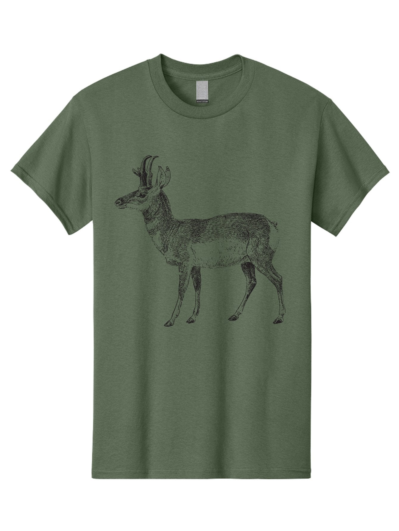 Pronghorn-Antelope Men'S Graphic Tee, 100% Cotton, Comfortable Casual Summer Wear, Machine Washable, Deer Illustration, Black And White Deer, Wildlife Art, Animal Drawing, Forest Creature, Wildlife Graphic, Antlered Mammal, Woodland Animal Aad929 4
