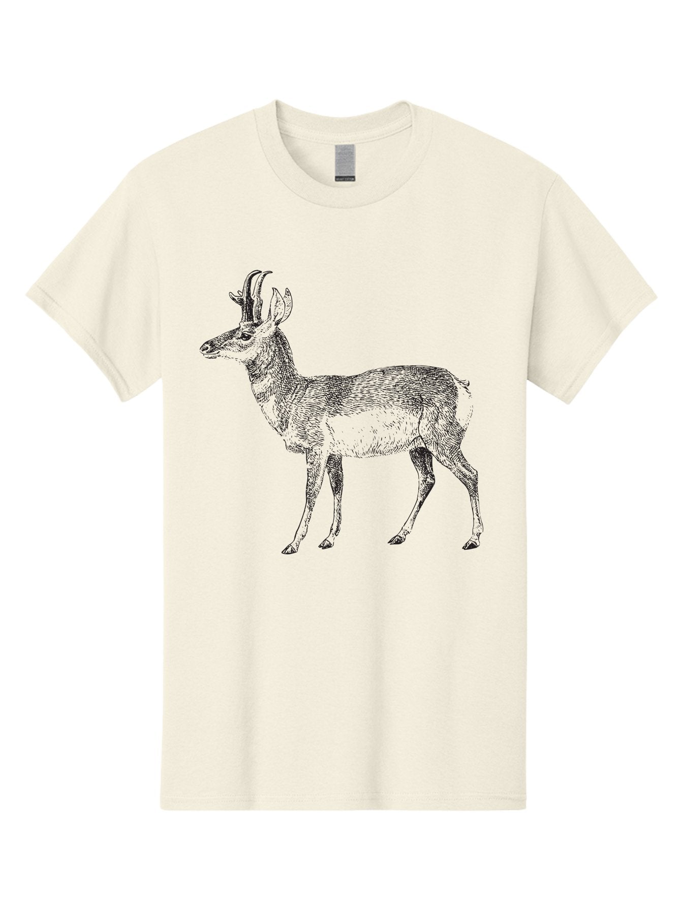 Pronghorn-Antelope Men'S Graphic Tee, 100% Cotton, Comfortable Casual Summer Wear, Machine Washable, Deer Illustration, Black And White Deer, Wildlife Art, Animal Drawing, Forest Creature, Wildlife Graphic, Antlered Mammal, Woodland Animal Aad929 15