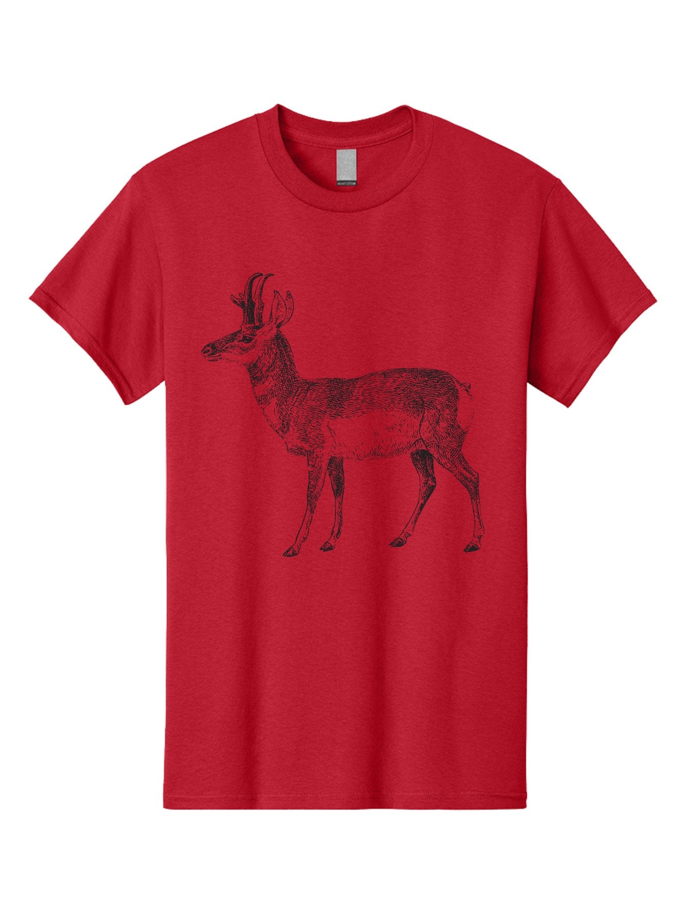 Pronghorn-Antelope Men'S Graphic Tee, 100% Cotton, Comfortable Casual Summer Wear, Machine Washable, Deer Illustration, Black And White Deer, Wildlife Art, Animal Drawing, Forest Creature, Wildlife Graphic, Antlered Mammal, Woodland Animal Aad929 6