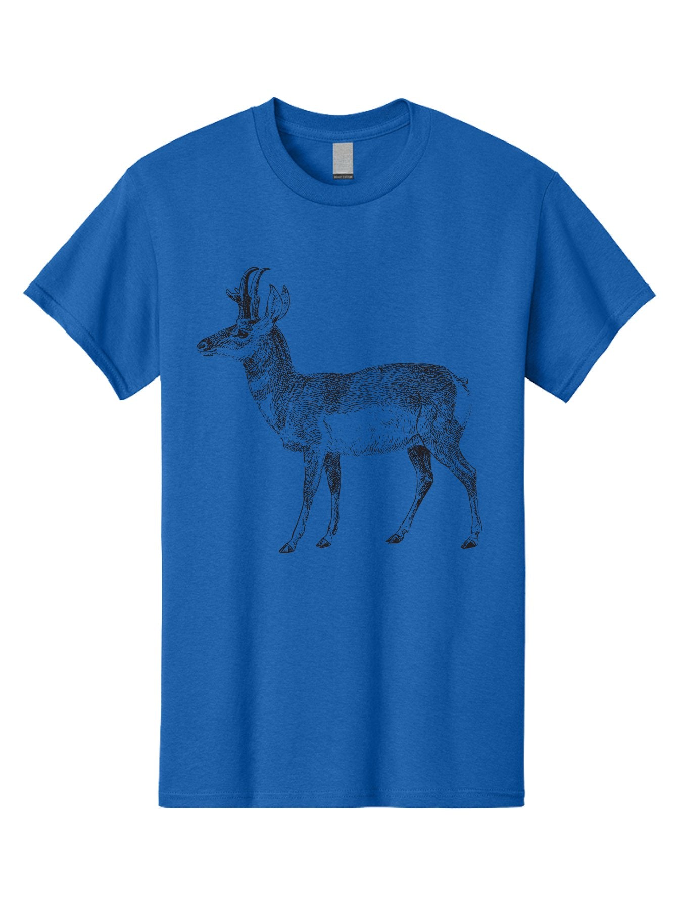 Pronghorn-Antelope Men'S Graphic Tee, 100% Cotton, Comfortable Casual Summer Wear, Machine Washable, Deer Illustration, Black And White Deer, Wildlife Art, Animal Drawing, Forest Creature, Wildlife Graphic, Antlered Mammal, Woodland Animal Aad929 12