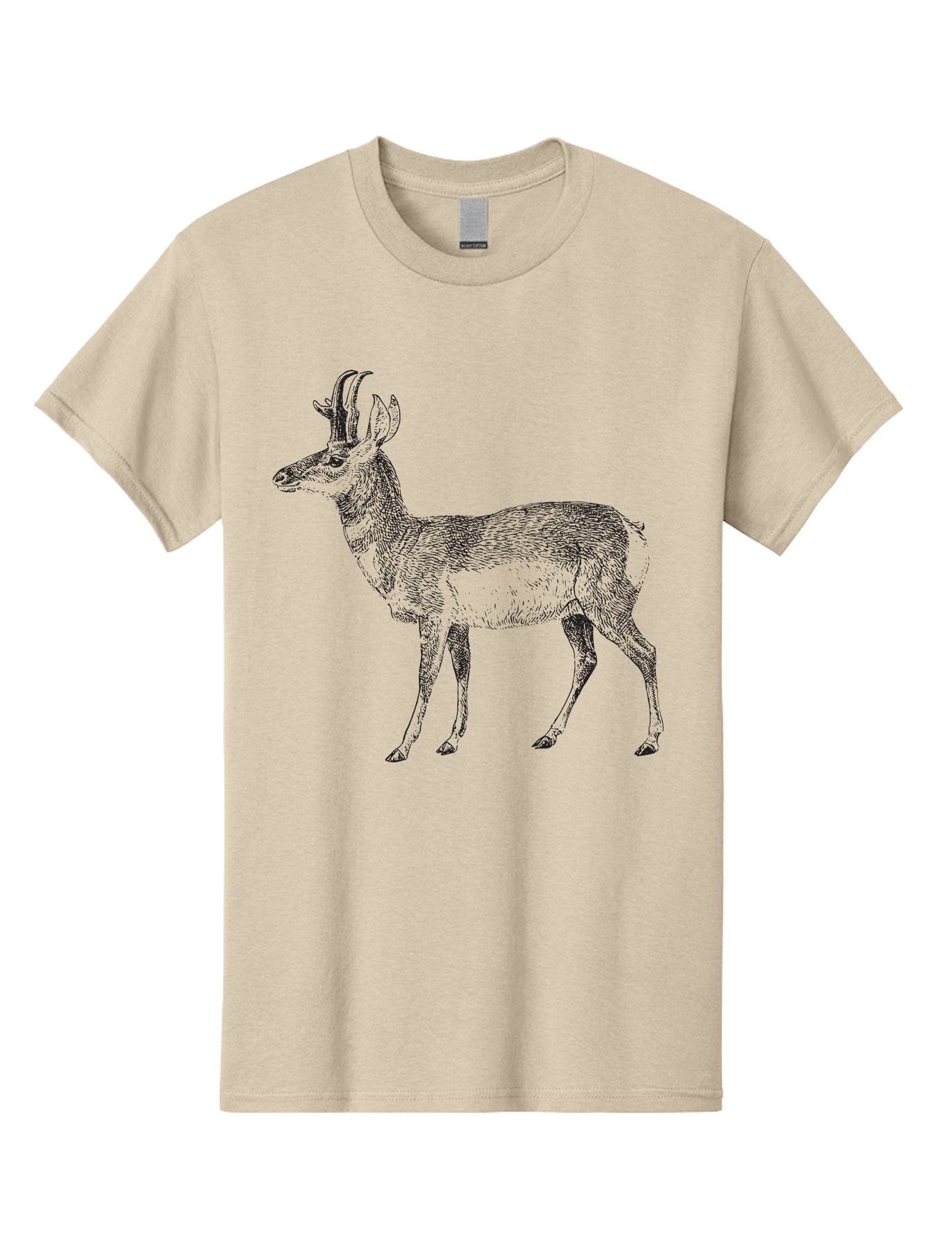 Pronghorn-Antelope Men'S Graphic Tee, 100% Cotton, Comfortable Casual Summer Wear, Machine Washable, Deer Illustration, Black And White Deer, Wildlife Art, Animal Drawing, Forest Creature, Wildlife Graphic, Antlered Mammal, Woodland Animal Aad929 10