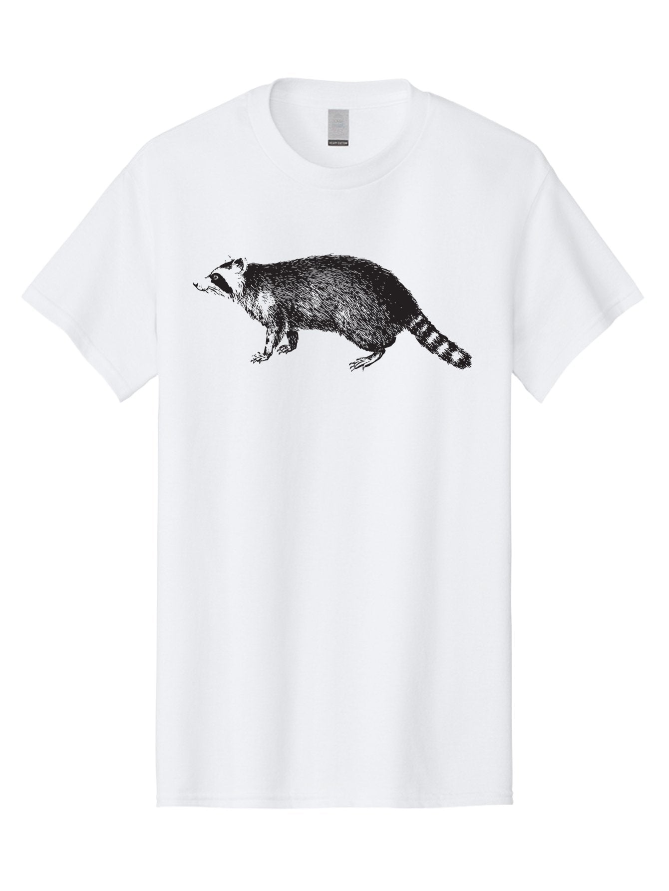 Raccoon-1 Men'S Graphic Tee, 100% Cotton, Comfortable Casual Summer Wear, Machine Washable, Raccoon, Wildlife, Furry Mammal, Striped Tail, Black And White Illustration, Woodland Animal, Cute Creature, Animal Art Aad930 15
