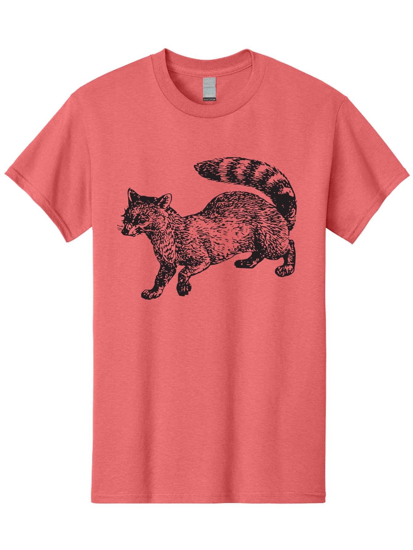 Raccoon-2 Men'S Graphic Tee, 100% Cotton, Comfortable Casual Summer Wear, Machine Washable, Raccoon Illustration, Animal Art, Wildlife Graphic, Furry Creature, Striped Tail, Detailed Drawing, Wild Mammal, Forest Animal Aad931 15