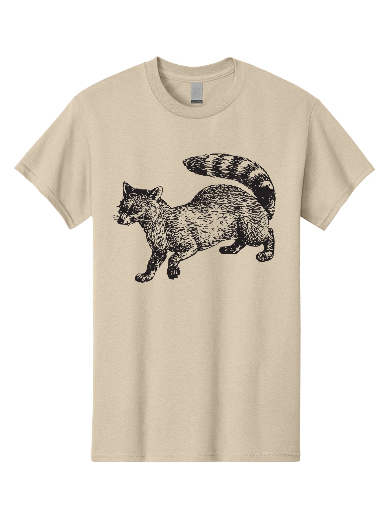 Raccoon-2 Men'S Graphic Tee, 100% Cotton, Comfortable Casual Summer Wear, Machine Washable, Raccoon Illustration, Animal Art, Wildlife Graphic, Furry Creature, Striped Tail, Detailed Drawing, Wild Mammal, Forest Animal Aad931 10