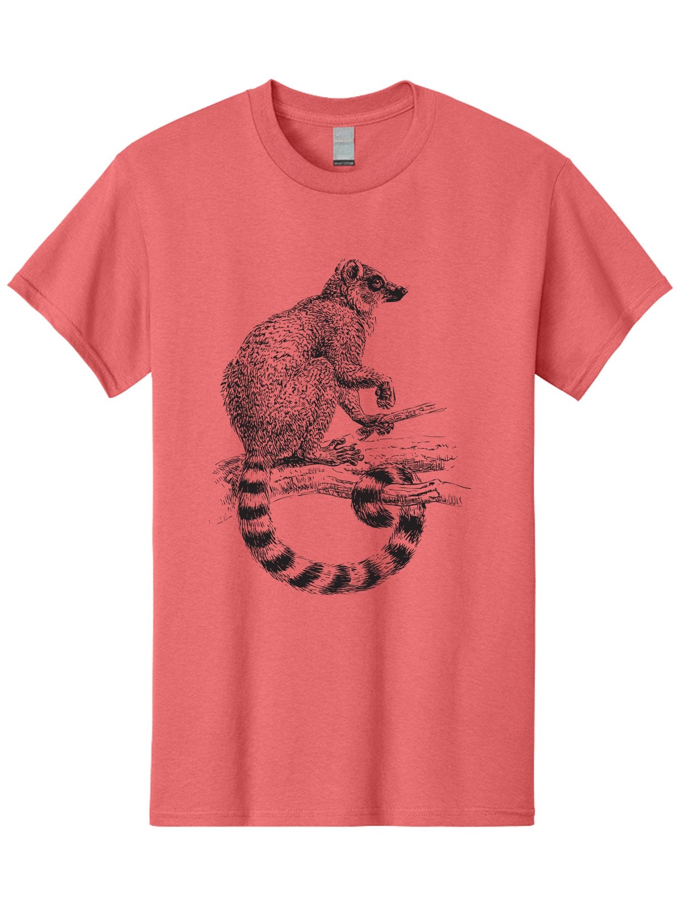 Raccoon-3 Men'S Graphic Tee, 100% Cotton, Comfortable Casual Summer Wear, Machine Washable, Raccoon On A Branch, Wildlife Illustration, Animal Art, Forest Creature, Cute Mammal, Ring-Tailed Animal, Tree Dweller, Wildlife Graphic Aad932