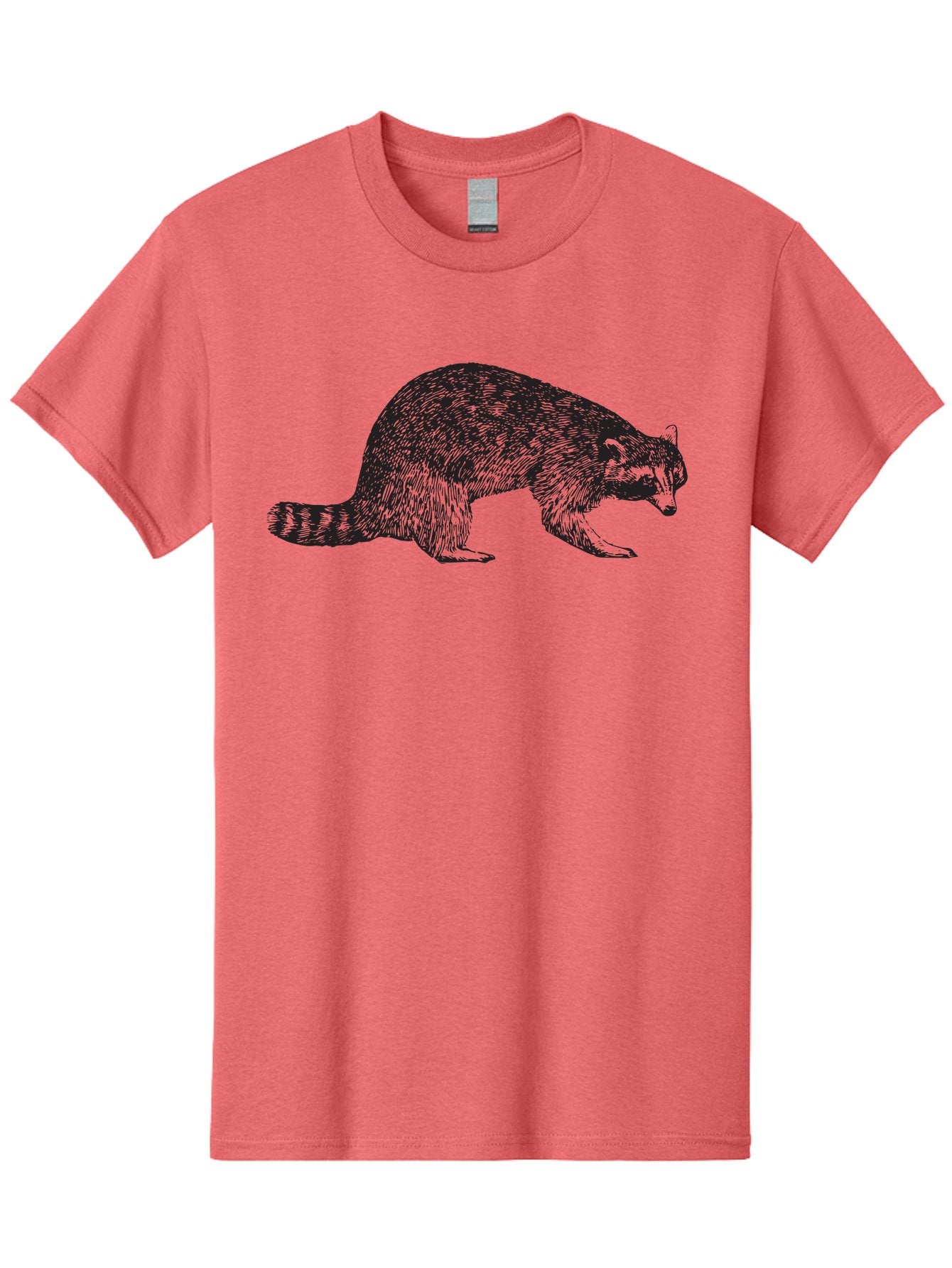 Raccoon Men'S Graphic Tee, 100% Cotton, Comfortable Casual Summer Wear, Machine Washable, Raccoon Illustration, Wildlife Animal, Forest Creature, Cute Mammal, Striped Tail, Furry Texture, Wild Animal Art, Nature Drawing Aad933 14