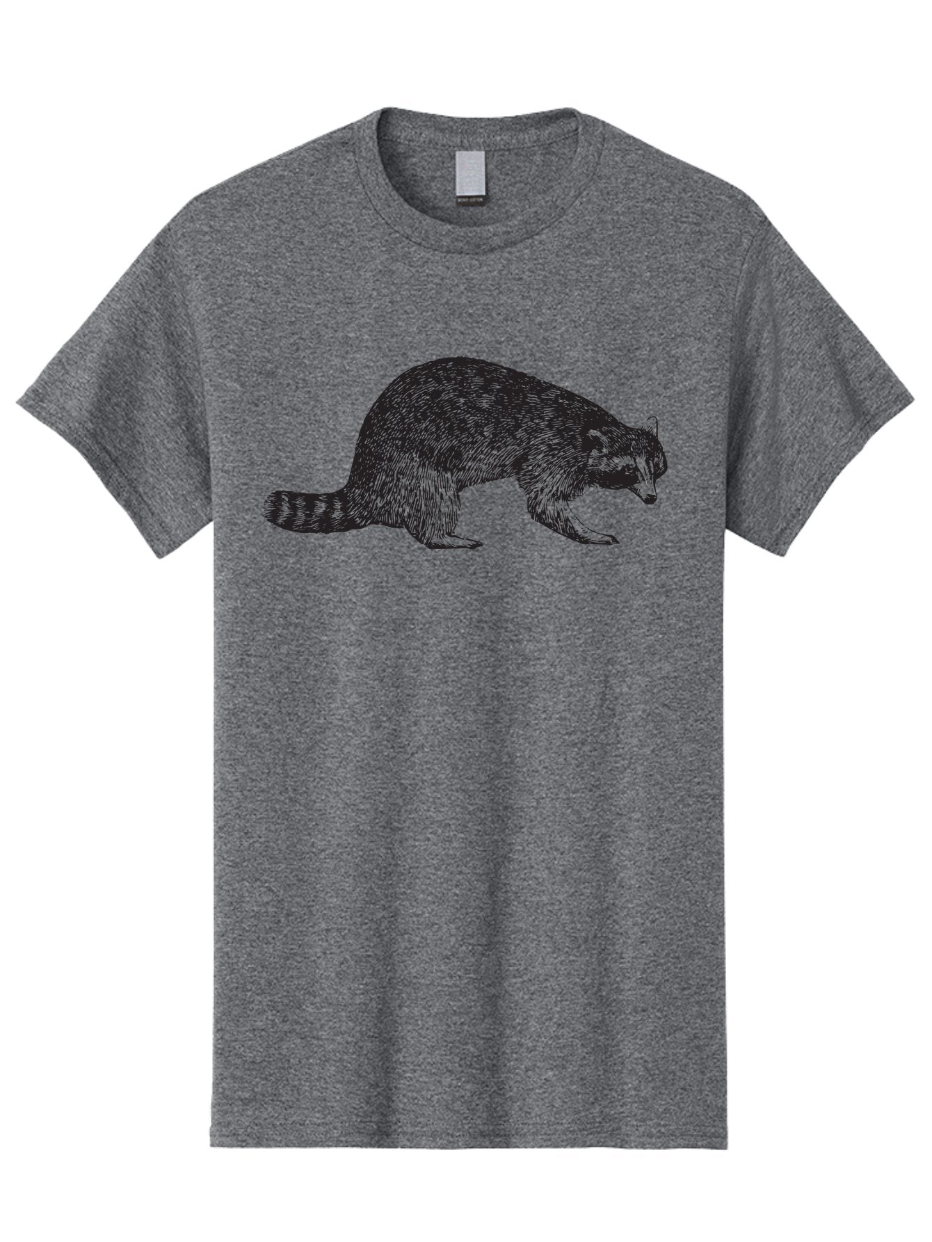 Raccoon Men'S Graphic Tee, 100% Cotton, Comfortable Casual Summer Wear, Machine Washable, Raccoon Illustration, Wildlife Animal, Forest Creature, Cute Mammal, Striped Tail, Furry Texture, Wild Animal Art, Nature Drawing Aad933 11