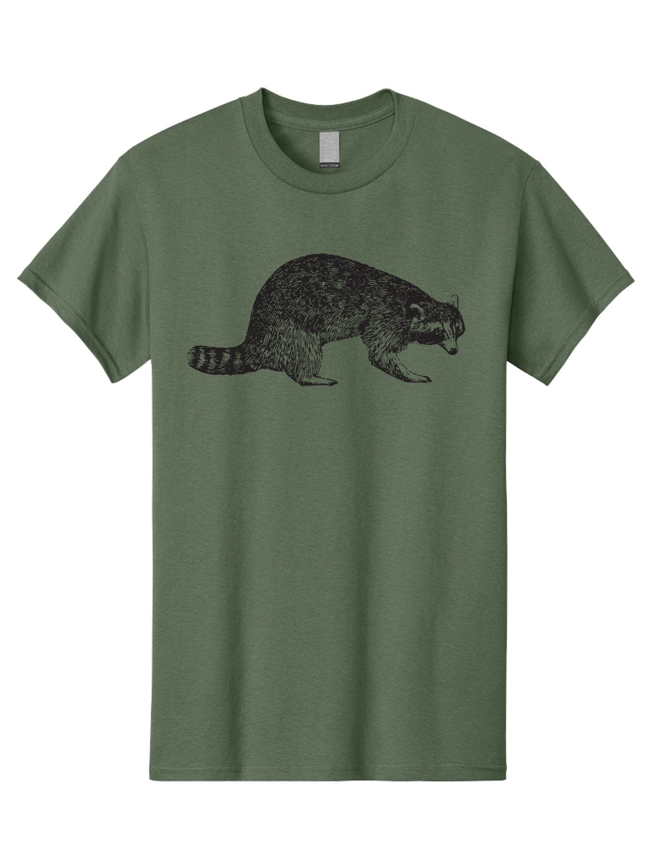 Raccoon Men'S Graphic Tee, 100% Cotton, Comfortable Casual Summer Wear, Machine Washable, Raccoon Illustration, Wildlife Animal, Forest Creature, Cute Mammal, Striped Tail, Furry Texture, Wild Animal Art, Nature Drawing Aad933 3