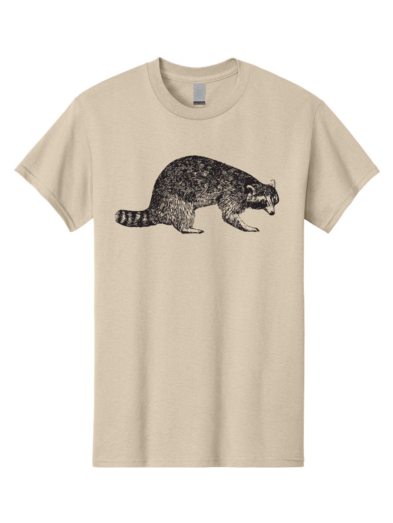 Raccoon Men'S Graphic Tee, 100% Cotton, Comfortable Casual Summer Wear, Machine Washable, Raccoon Illustration, Wildlife Animal, Forest Creature, Cute Mammal, Striped Tail, Furry Texture, Wild Animal Art, Nature Drawing Aad933 4