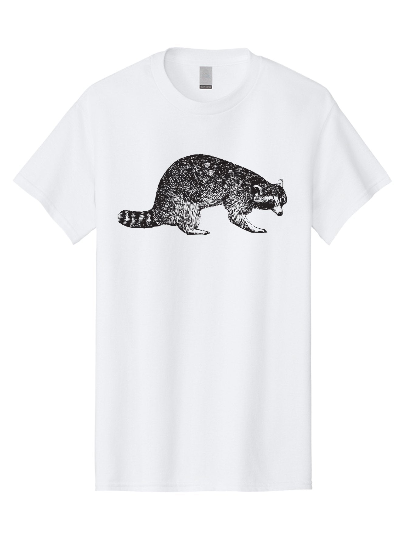 Raccoon Men'S Graphic Tee, 100% Cotton, Comfortable Casual Summer Wear, Machine Washable, Raccoon Illustration, Wildlife Animal, Forest Creature, Cute Mammal, Striped Tail, Furry Texture, Wild Animal Art, Nature Drawing Aad933