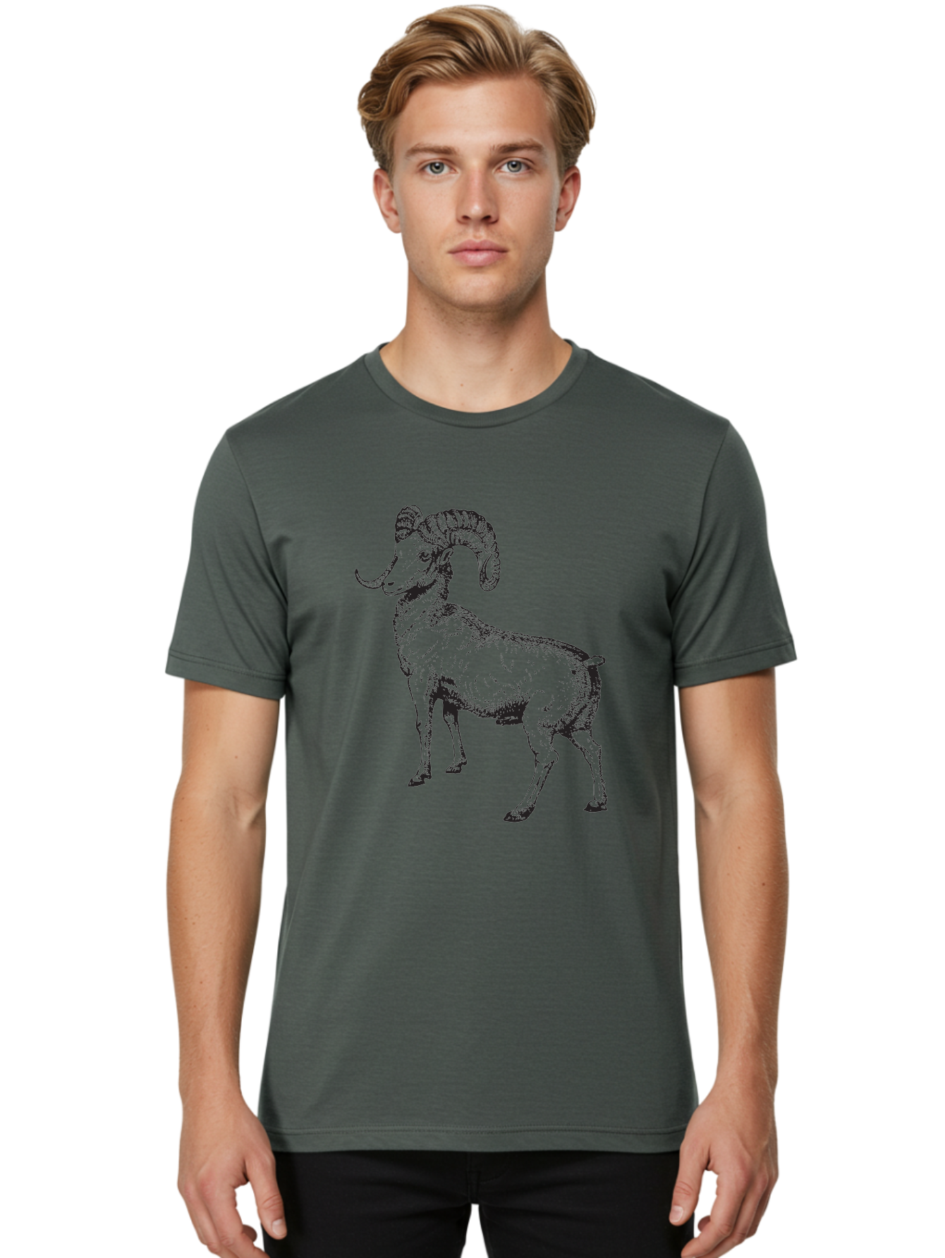 Ram Men'S Graphic Tee, 100% Cotton, Comfortable Casual Summer Wear, Machine Washable, Large Ram, Curved Horns, Wild Animal, Livestock, Farm Animal, Strong, Majestic, Nature, Wildlife, Outdoors, Rugged Aad934 12