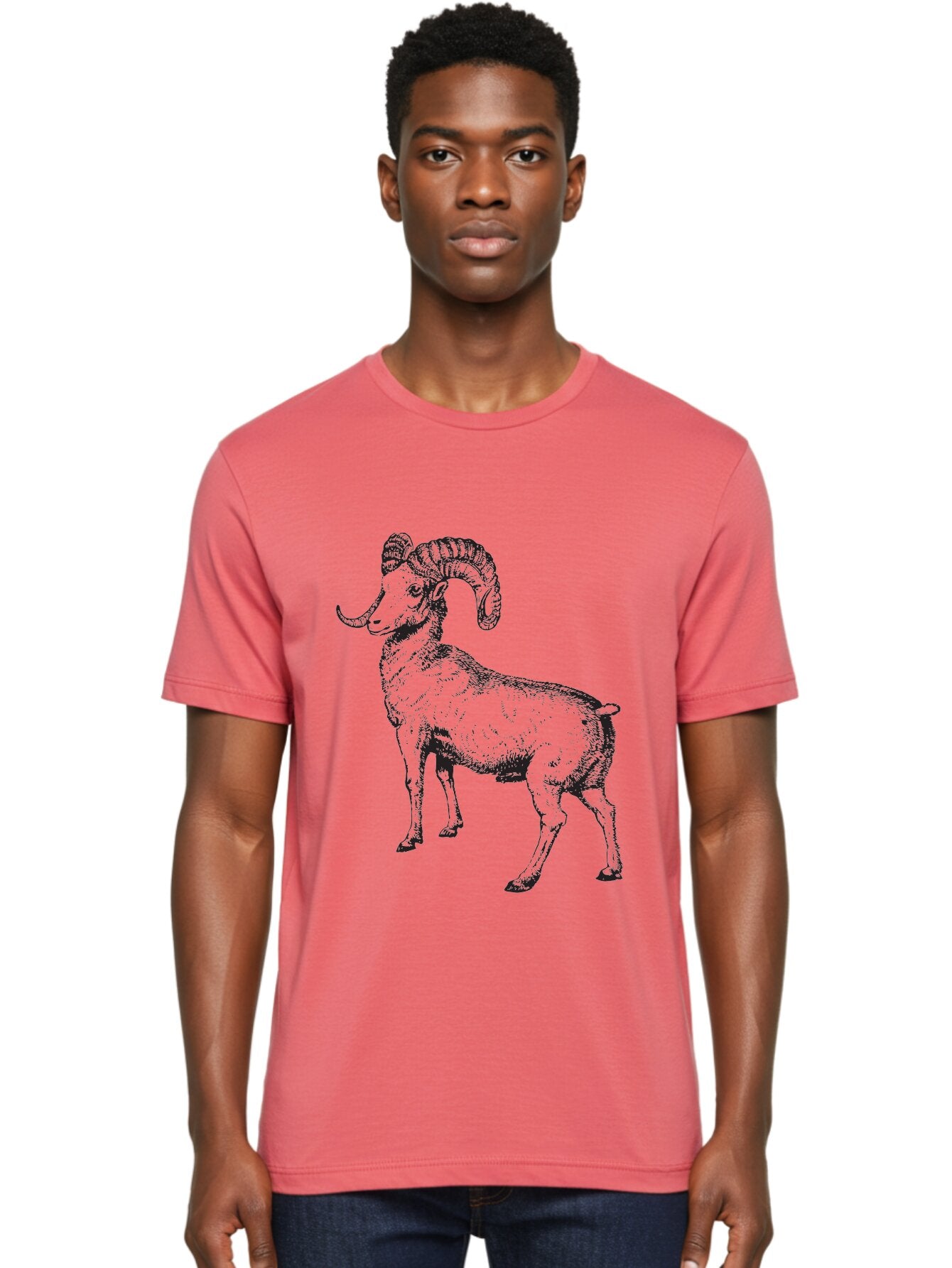 Ram Men'S Graphic Tee, 100% Cotton, Comfortable Casual Summer Wear, Machine Washable, Large Ram, Curved Horns, Wild Animal, Livestock, Farm Animal, Strong, Majestic, Nature, Wildlife, Outdoors, Rugged Aad934 20