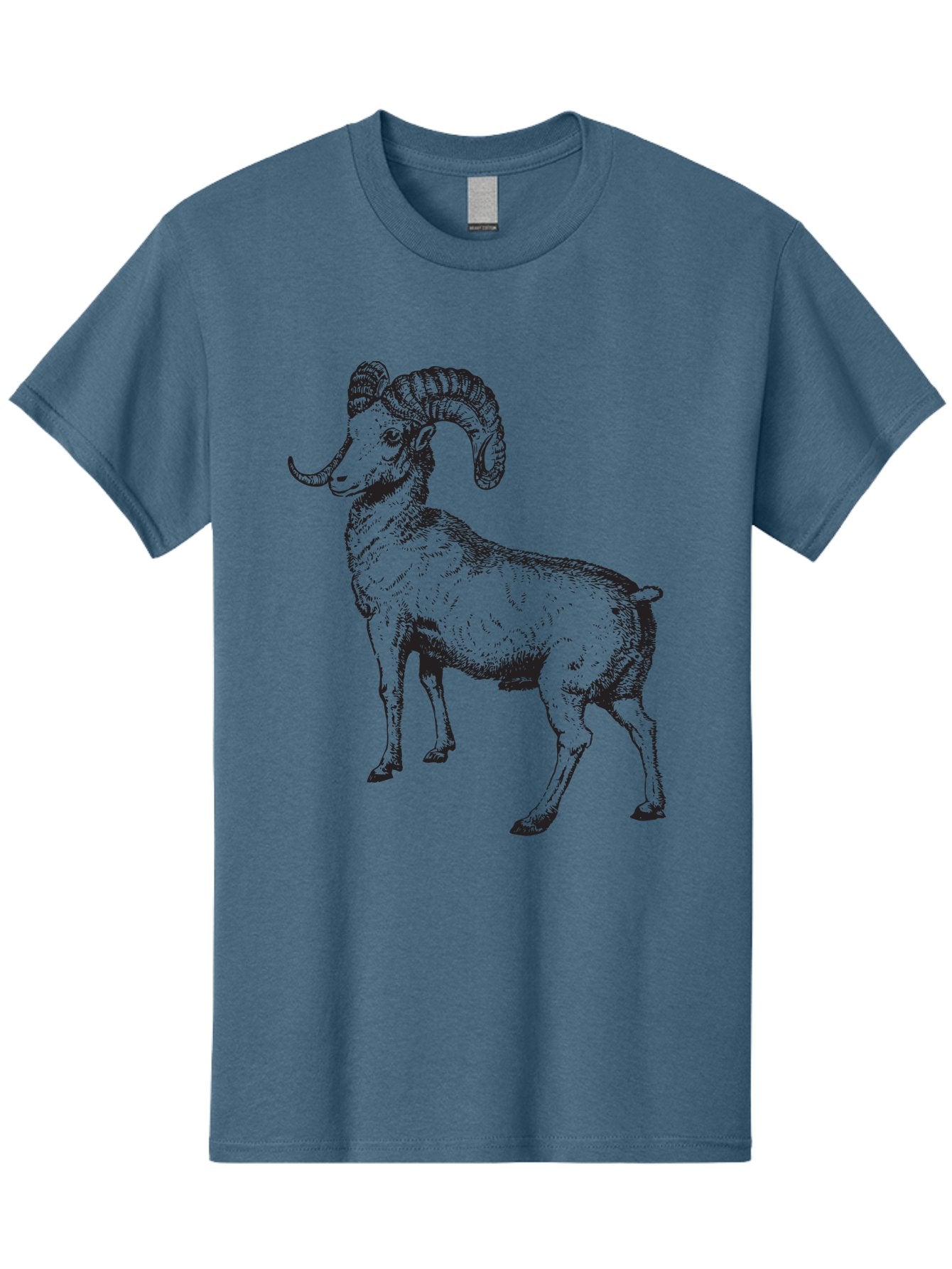Ram Men'S Graphic Tee, 100% Cotton, Comfortable Casual Summer Wear, Machine Washable, Large Ram, Curved Horns, Wild Animal, Livestock, Farm Animal, Strong, Majestic, Nature, Wildlife, Outdoors, Rugged Aad934 3