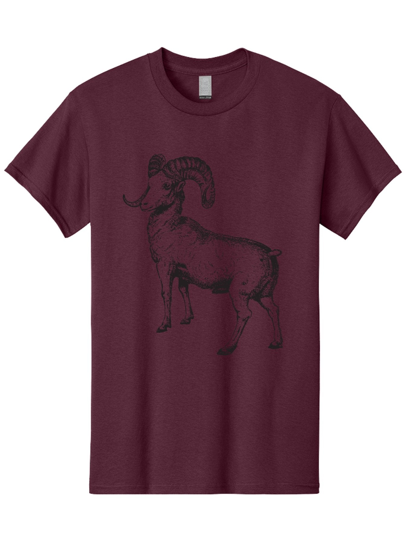 Ram Men'S Graphic Tee, 100% Cotton, Comfortable Casual Summer Wear, Machine Washable, Large Ram, Curved Horns, Wild Animal, Livestock, Farm Animal, Strong, Majestic, Nature, Wildlife, Outdoors, Rugged Aad934 7