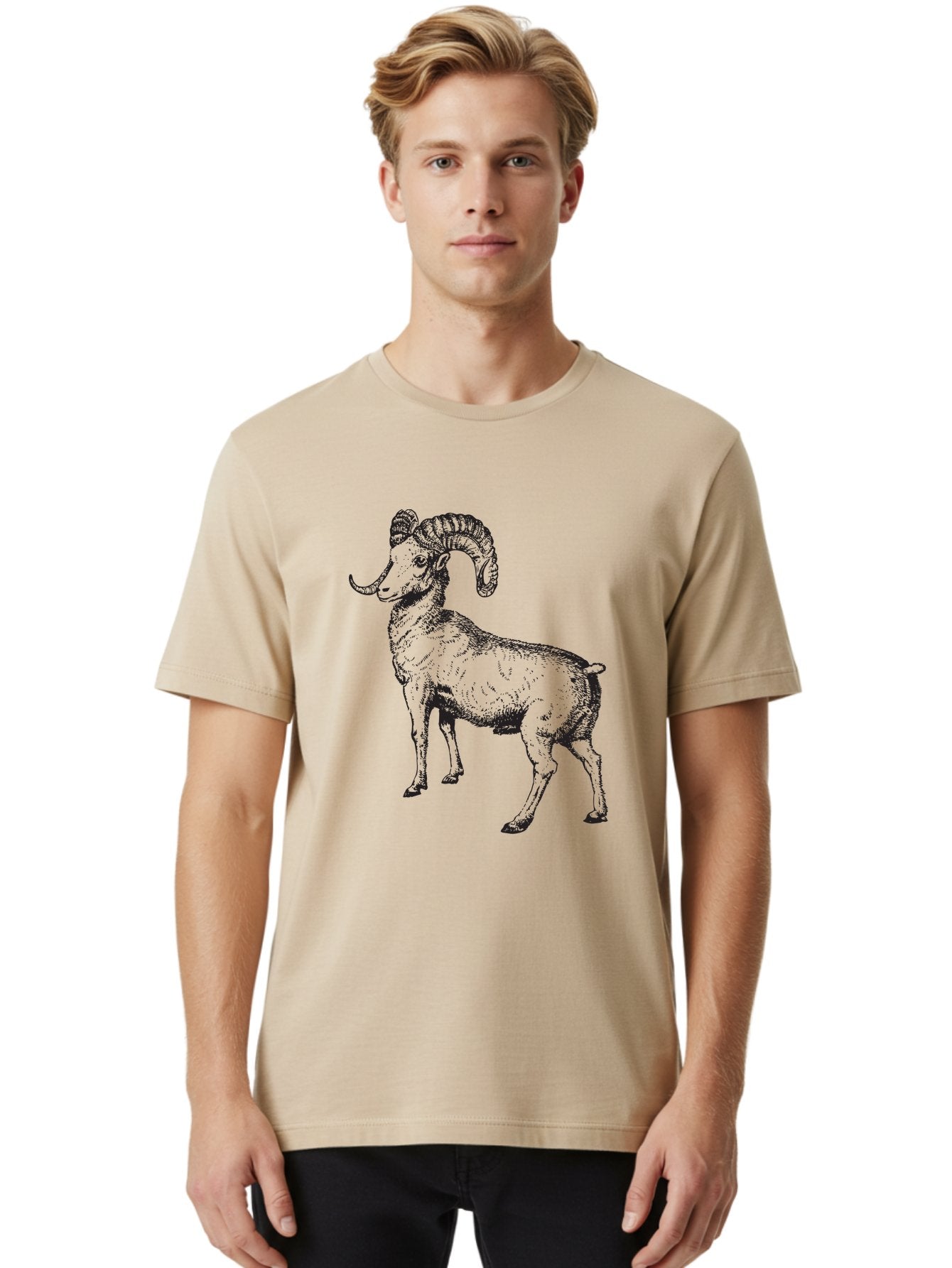 Ram Men'S Graphic Tee, 100% Cotton, Comfortable Casual Summer Wear, Machine Washable, Large Ram, Curved Horns, Wild Animal, Livestock, Farm Animal, Strong, Majestic, Nature, Wildlife, Outdoors, Rugged Aad934 28