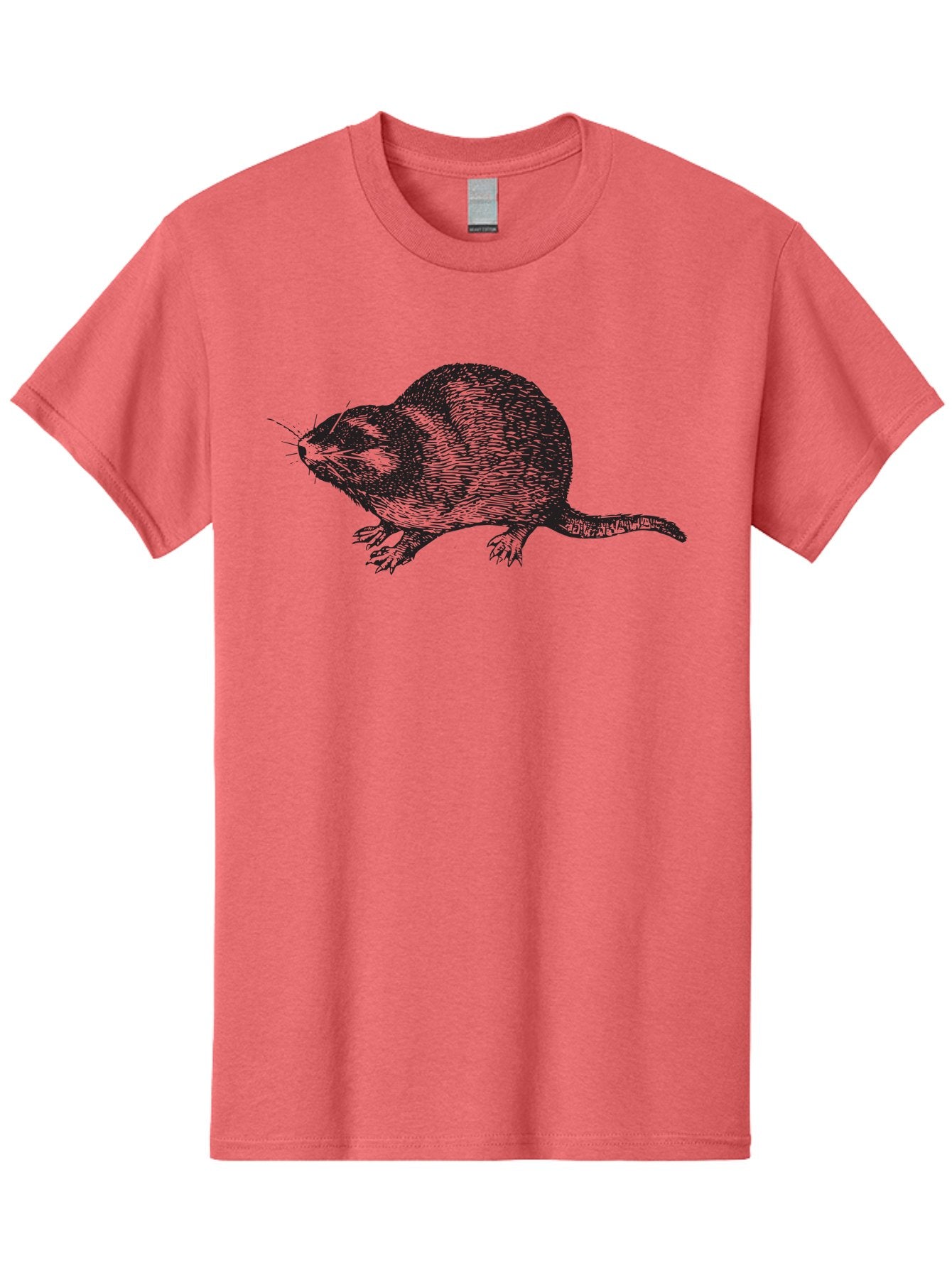 Rat-1 Men'S Graphic Tee, 100% Cotton, Comfortable Casual Summer Wear, Machine Washable, Mouse, Rodent, Small Mammal, Animal Illustration, Wildlife Art, Detailed Drawing, Whiskers, Fur Texture, Tail, Cross-Hatching Technique Aad935 7