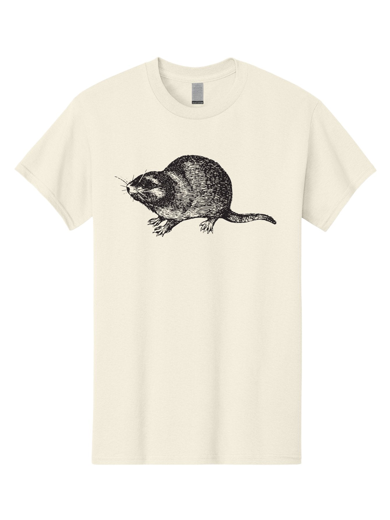 Rat-1 Men'S Graphic Tee, 100% Cotton, Comfortable Casual Summer Wear, Machine Washable, Mouse, Rodent, Small Mammal, Animal Illustration, Wildlife Art, Detailed Drawing, Whiskers, Fur Texture, Tail, Cross-Hatching Technique Aad935 6