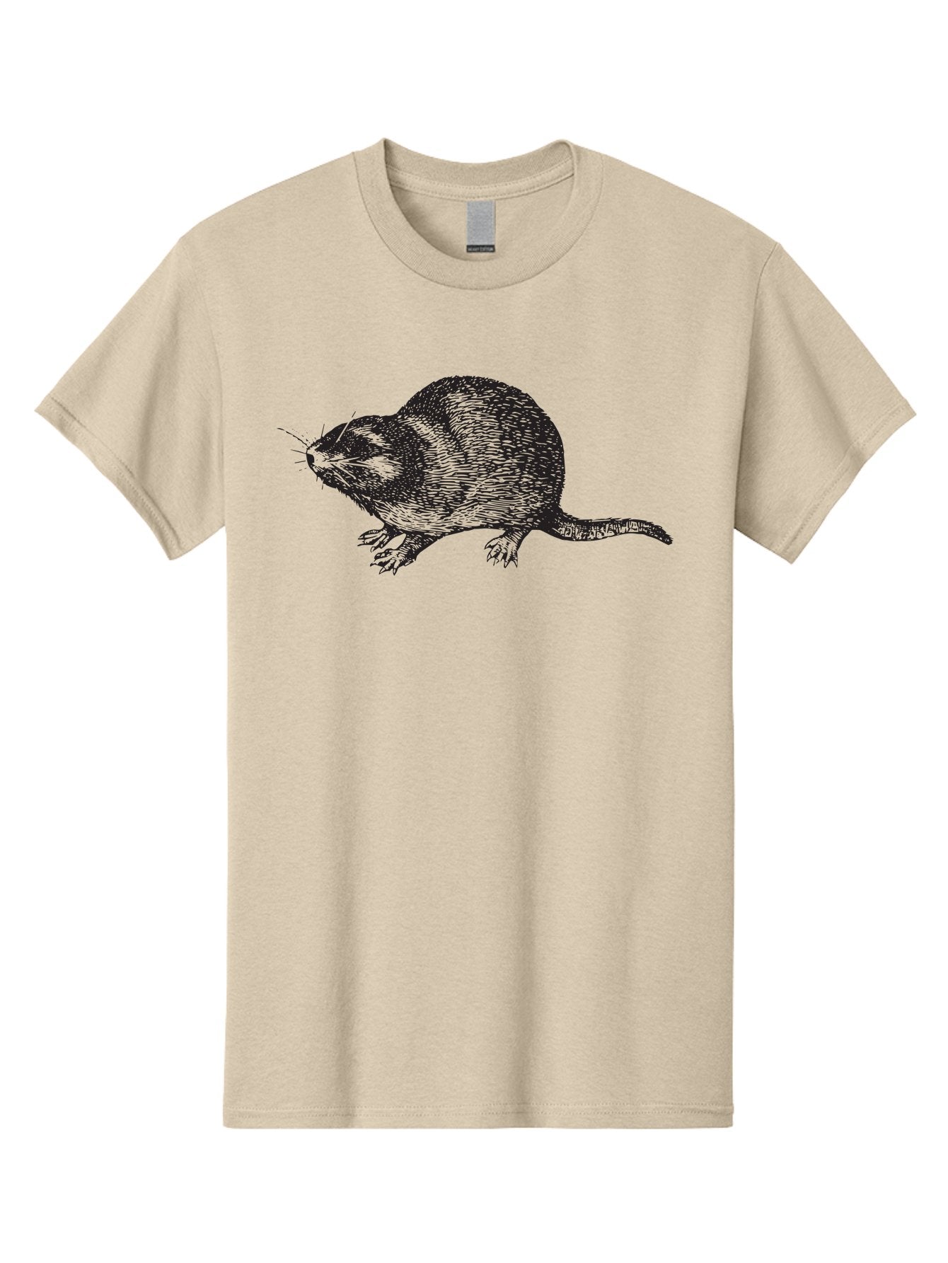 Rat-1 Men'S Graphic Tee, 100% Cotton, Comfortable Casual Summer Wear, Machine Washable, Mouse, Rodent, Small Mammal, Animal Illustration, Wildlife Art, Detailed Drawing, Whiskers, Fur Texture, Tail, Cross-Hatching Technique Aad935