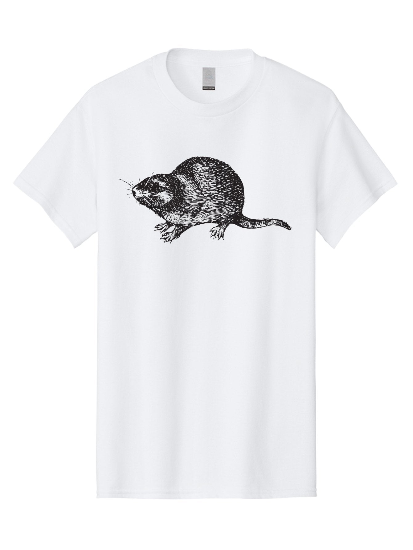 Rat-1 Men'S Graphic Tee, 100% Cotton, Comfortable Casual Summer Wear, Machine Washable, Mouse, Rodent, Small Mammal, Animal Illustration, Wildlife Art, Detailed Drawing, Whiskers, Fur Texture, Tail, Cross-Hatching Technique Aad935 13