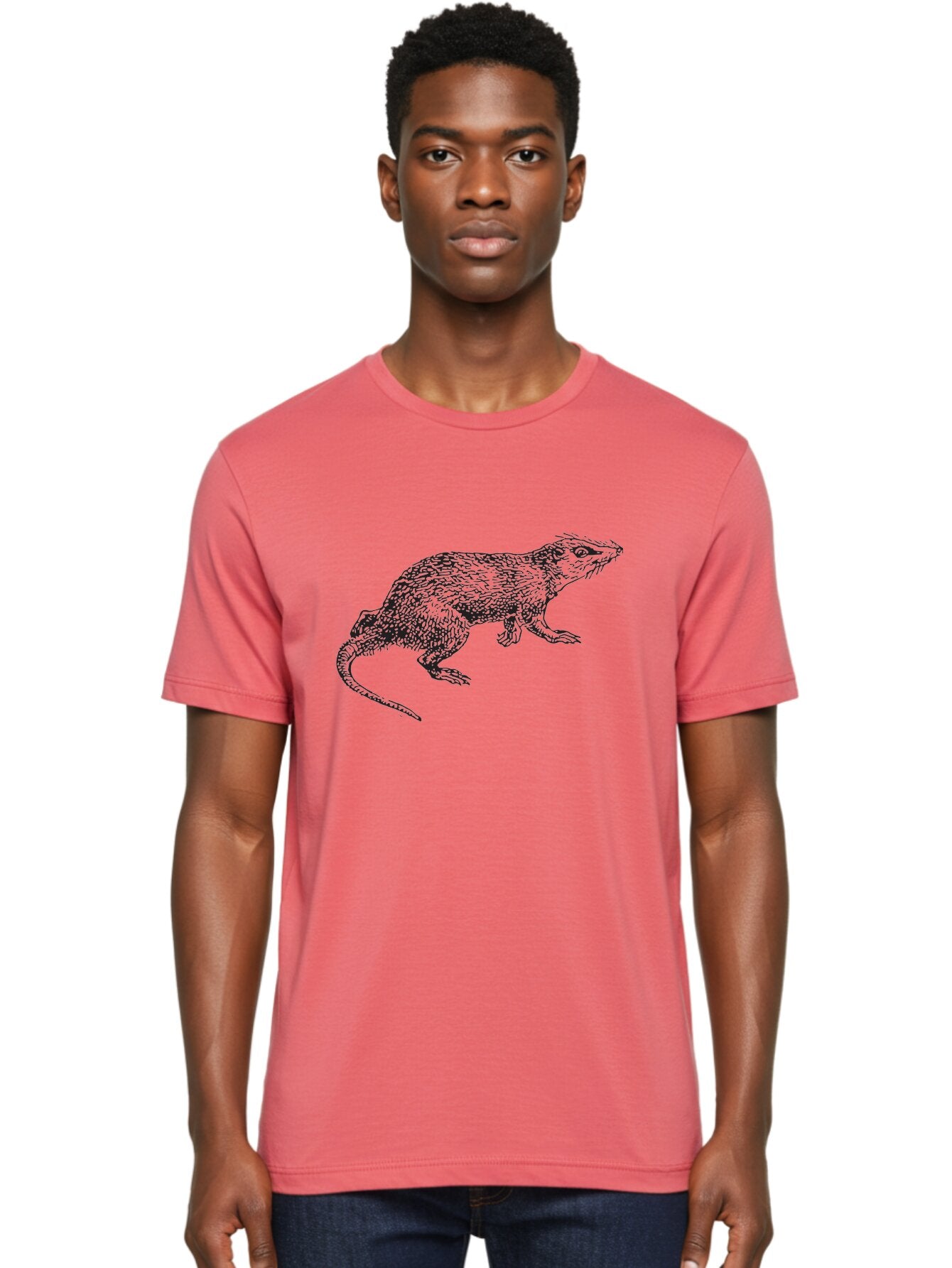 Rat-Illustration-1 Men'S Graphic Tee, 100% Cotton, Comfortable Casual Summer Wear, Machine Washable, Rat, Rodent, Animal, Mammal, Wildlife, Furry Creature, Rodentia, Small Mammal, Whiskers, Illustration, Sketch, Monochrome, Texture, Aad936 24
