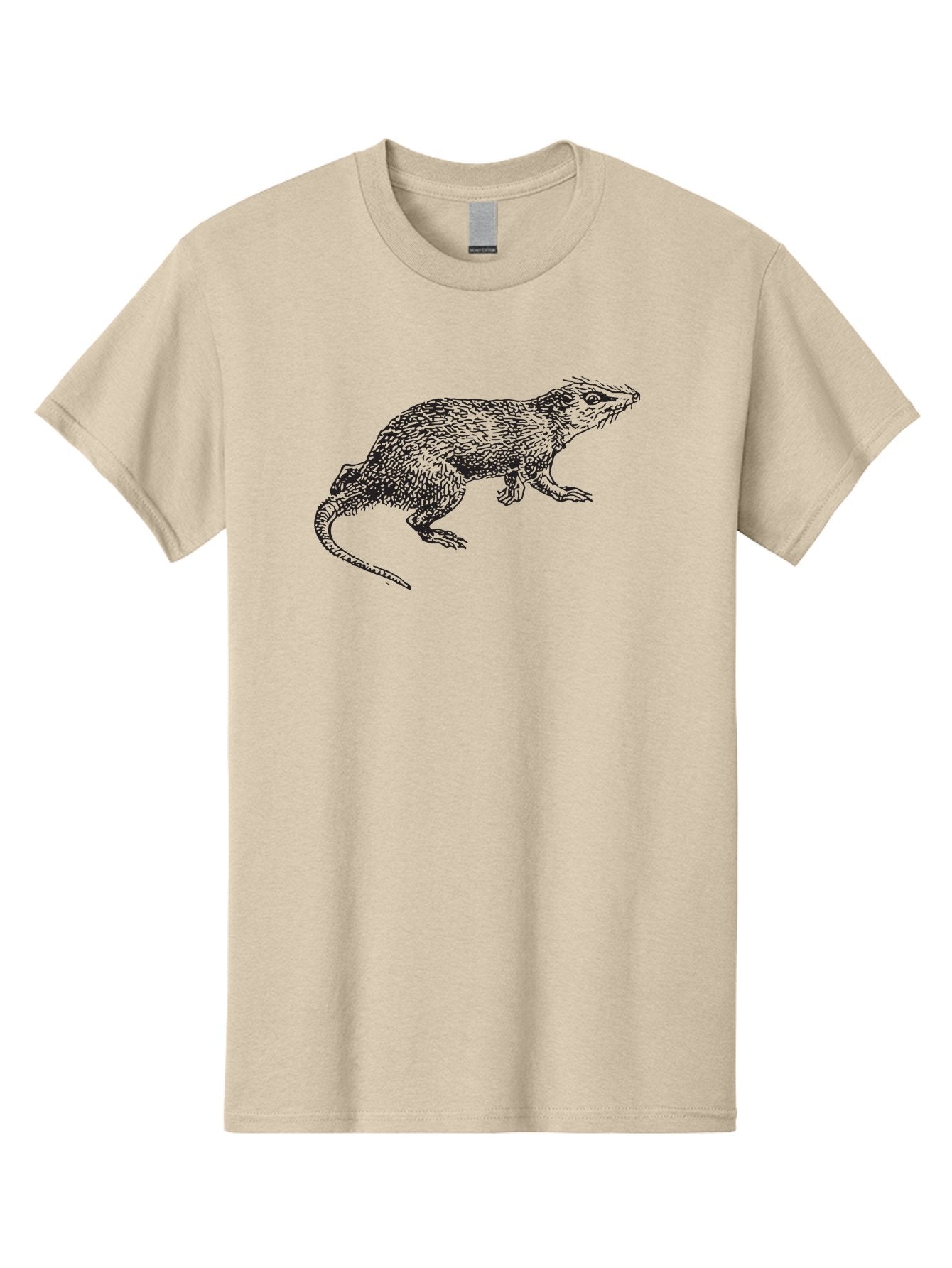 Rat-Illustration-1 Men'S Graphic Tee, 100% Cotton, Comfortable Casual Summer Wear, Machine Washable, Rat, Rodent, Animal, Mammal, Wildlife, Furry Creature, Rodentia, Small Mammal, Whiskers, Illustration, Sketch, Monochrome, Texture, Aad936