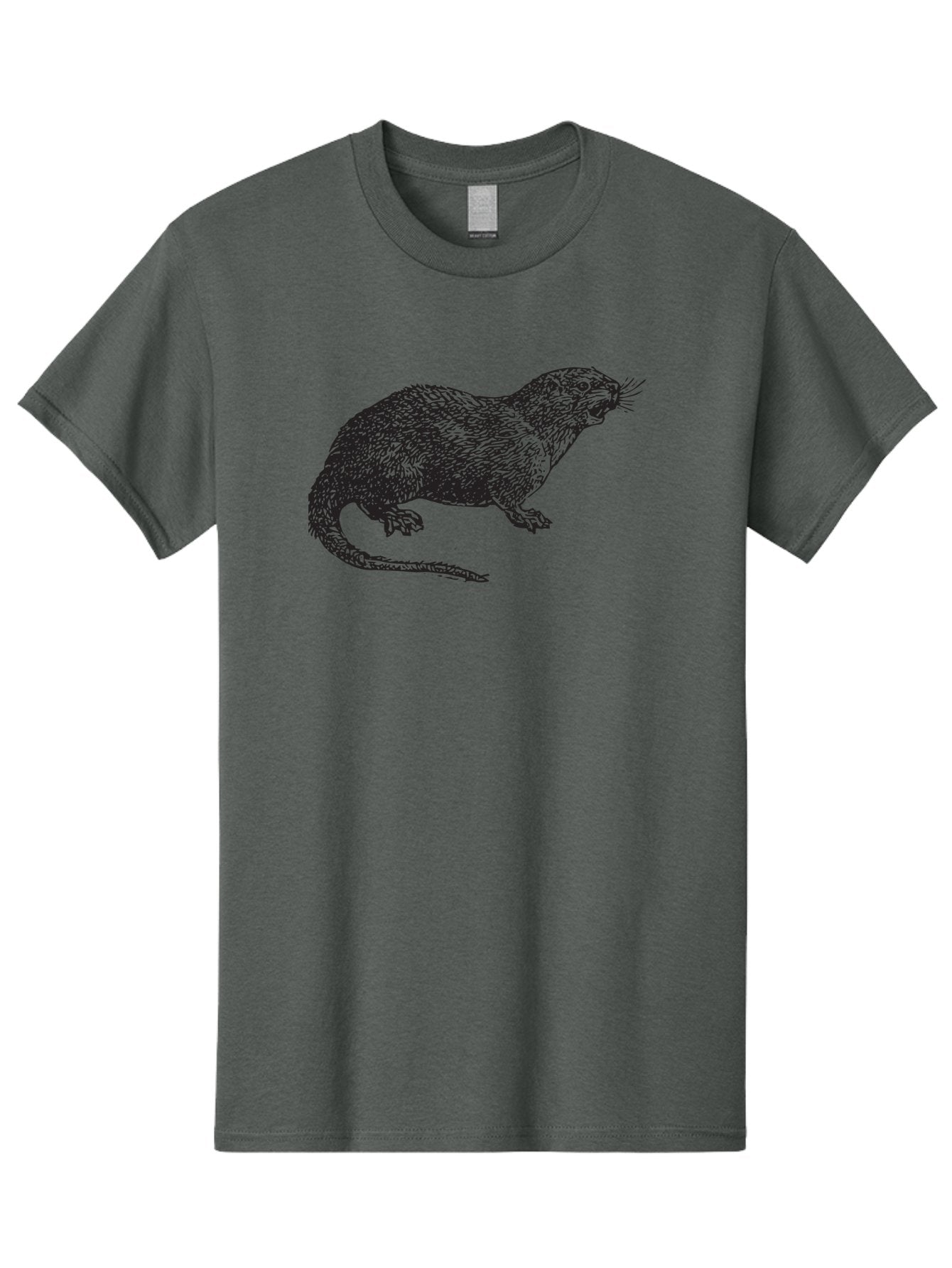 Rat-Illustration Men'S Graphic Tee, 100% Cotton, Comfortable Casual Summer Wear, Machine Washable, Mongoose Illustration, Wildlife Art, Animal Portrait, Detailed Sketch, Furry Creature, Whiskers, Sharp Teeth, Carnivorous Mammal, Exotic Animal, Aad937 5