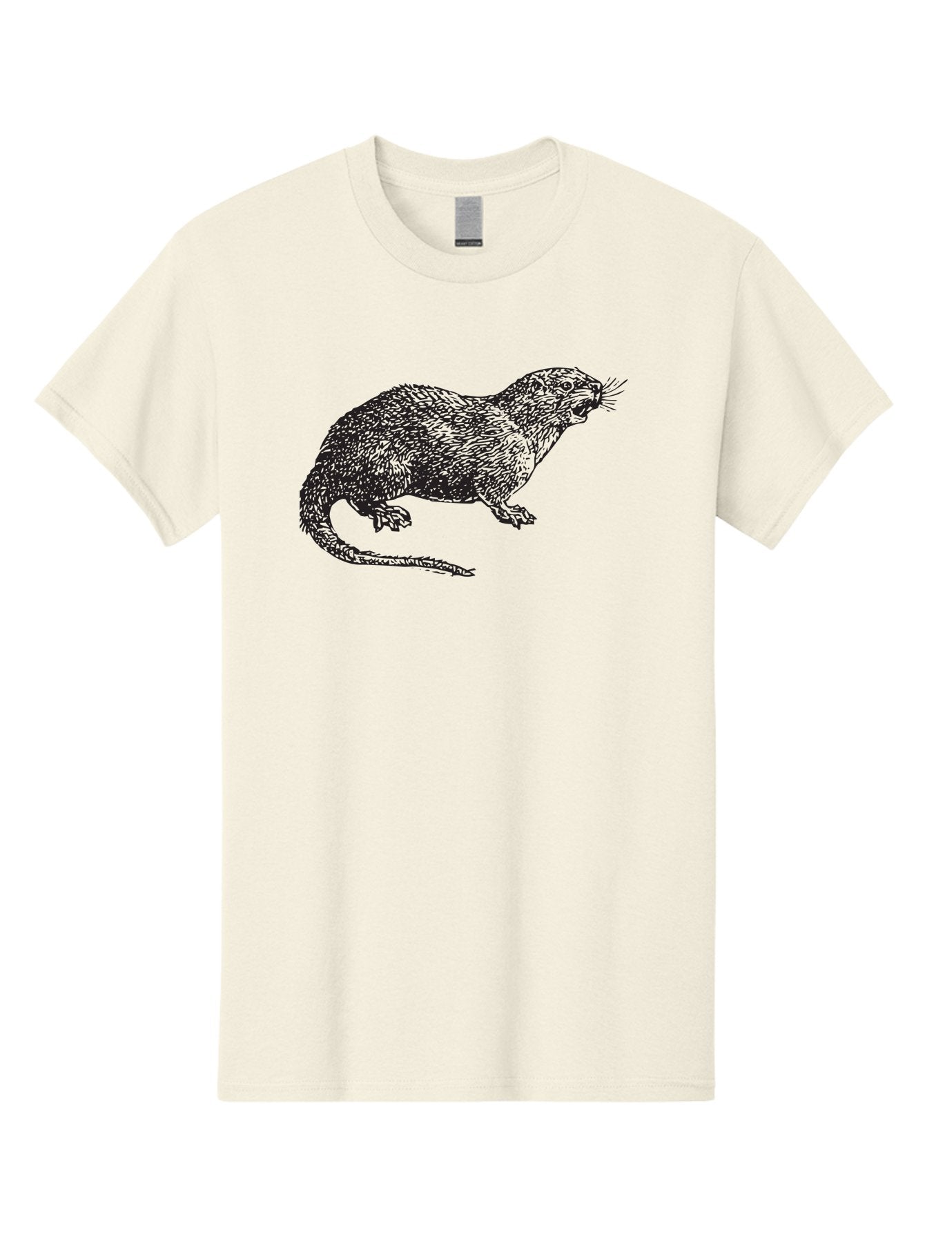 Rat-Illustration Men'S Graphic Tee, 100% Cotton, Comfortable Casual Summer Wear, Machine Washable, Mongoose Illustration, Wildlife Art, Animal Portrait, Detailed Sketch, Furry Creature, Whiskers, Sharp Teeth, Carnivorous Mammal, Exotic Animal, Aad937 15