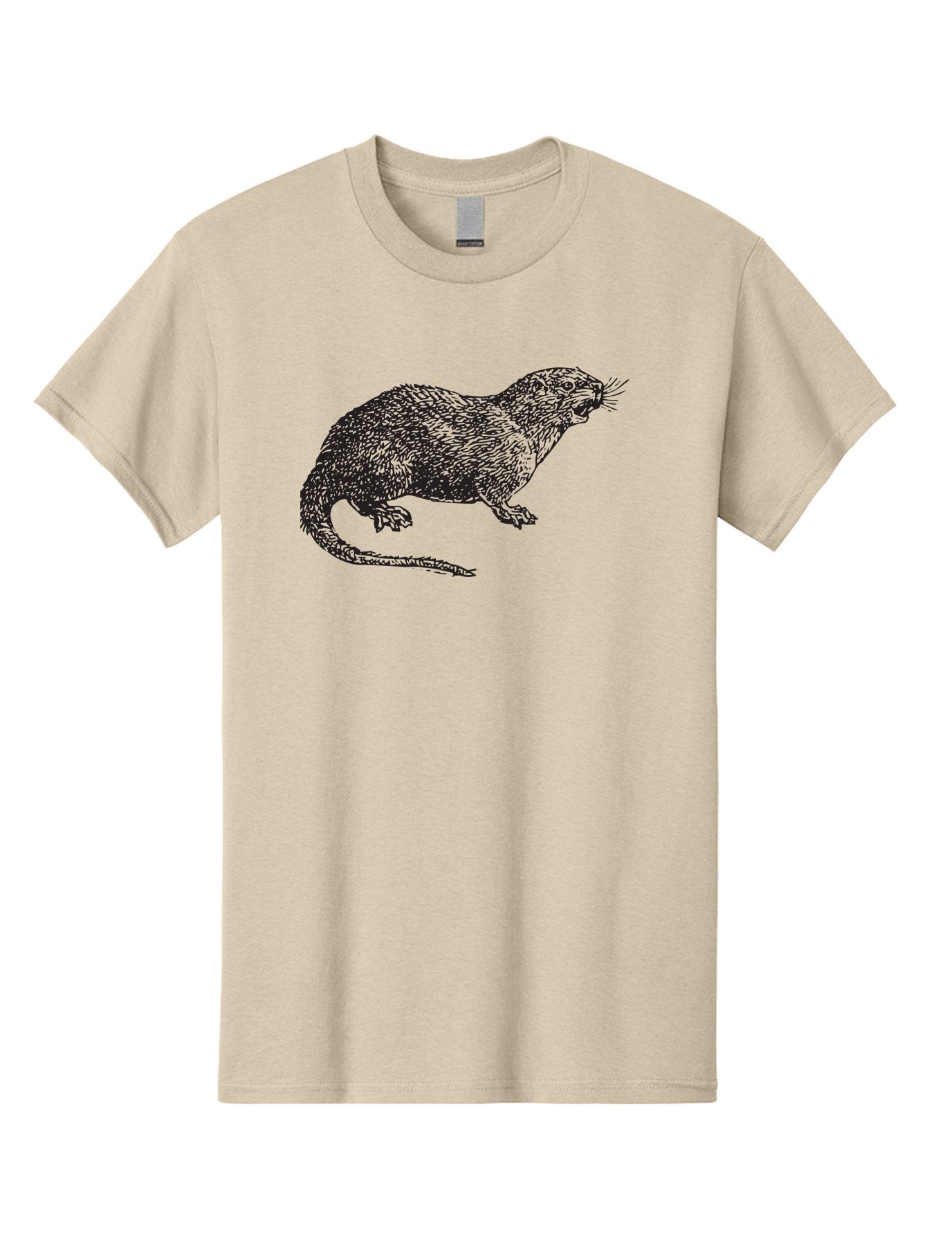 Rat-Illustration Men'S Graphic Tee, 100% Cotton, Comfortable Casual Summer Wear, Machine Washable, Mongoose Illustration, Wildlife Art, Animal Portrait, Detailed Sketch, Furry Creature, Whiskers, Sharp Teeth, Carnivorous Mammal, Exotic Animal, Aad937 13