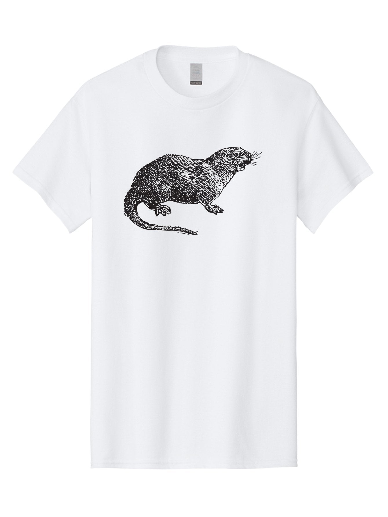 Rat-Illustration Men'S Graphic Tee, 100% Cotton, Comfortable Casual Summer Wear, Machine Washable, Mongoose Illustration, Wildlife Art, Animal Portrait, Detailed Sketch, Furry Creature, Whiskers, Sharp Teeth, Carnivorous Mammal, Exotic Animal, Aad937 10