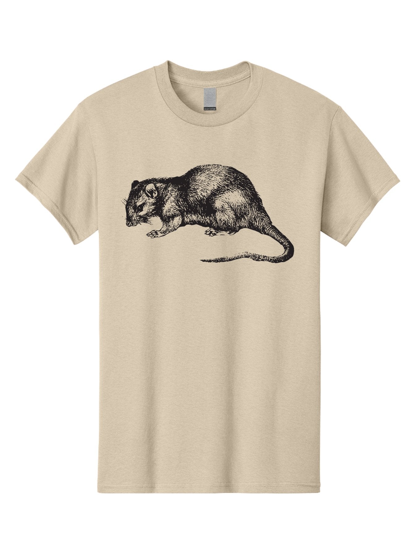 Rat Men'S Graphic Tee, 100% Cotton, Comfortable Casual Summer Wear, Machine Washable, Detailed Rat Illustration, Rodent Artwork, Realistic Animal Drawing, Textured Fur, Whiskers, Rodent Species, Wildlife Art Aad938