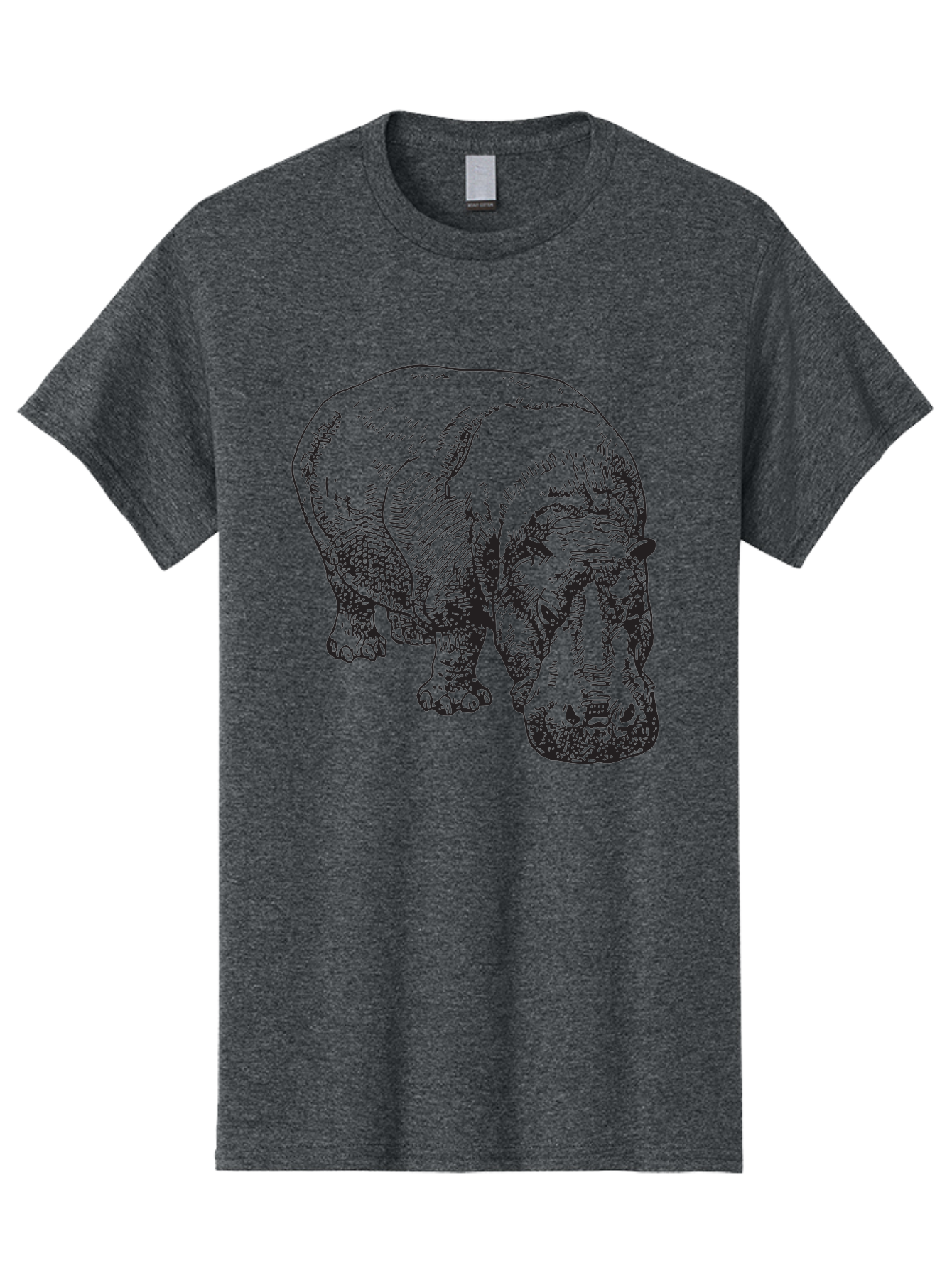 Rhinoceros-1 Men'S Graphic Tee, 100% Cotton, Comfortable Casual Summer Wear, Machine Washable, Rhinoceros Illustration, Detailed Drawing, Wildlife Art, Black And Green, Rhino Portrait, Wild Animal, Engraved Style, Nature Graphic, Animal Design Aad939 25