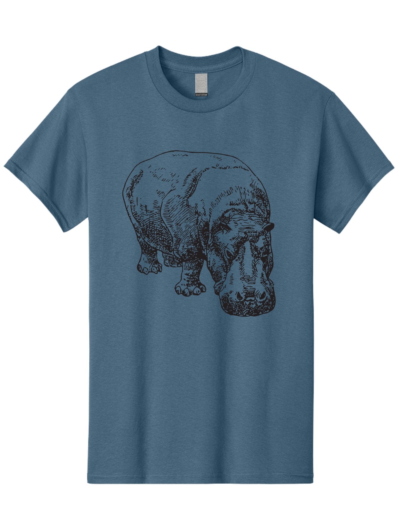 Rhinoceros-1 Men'S Graphic Tee, 100% Cotton, Comfortable Casual Summer Wear, Machine Washable, Rhinoceros Illustration, Detailed Drawing, Wildlife Art, Black And Green, Rhino Portrait, Wild Animal, Engraved Style, Nature Graphic, Animal Design Aad939 6