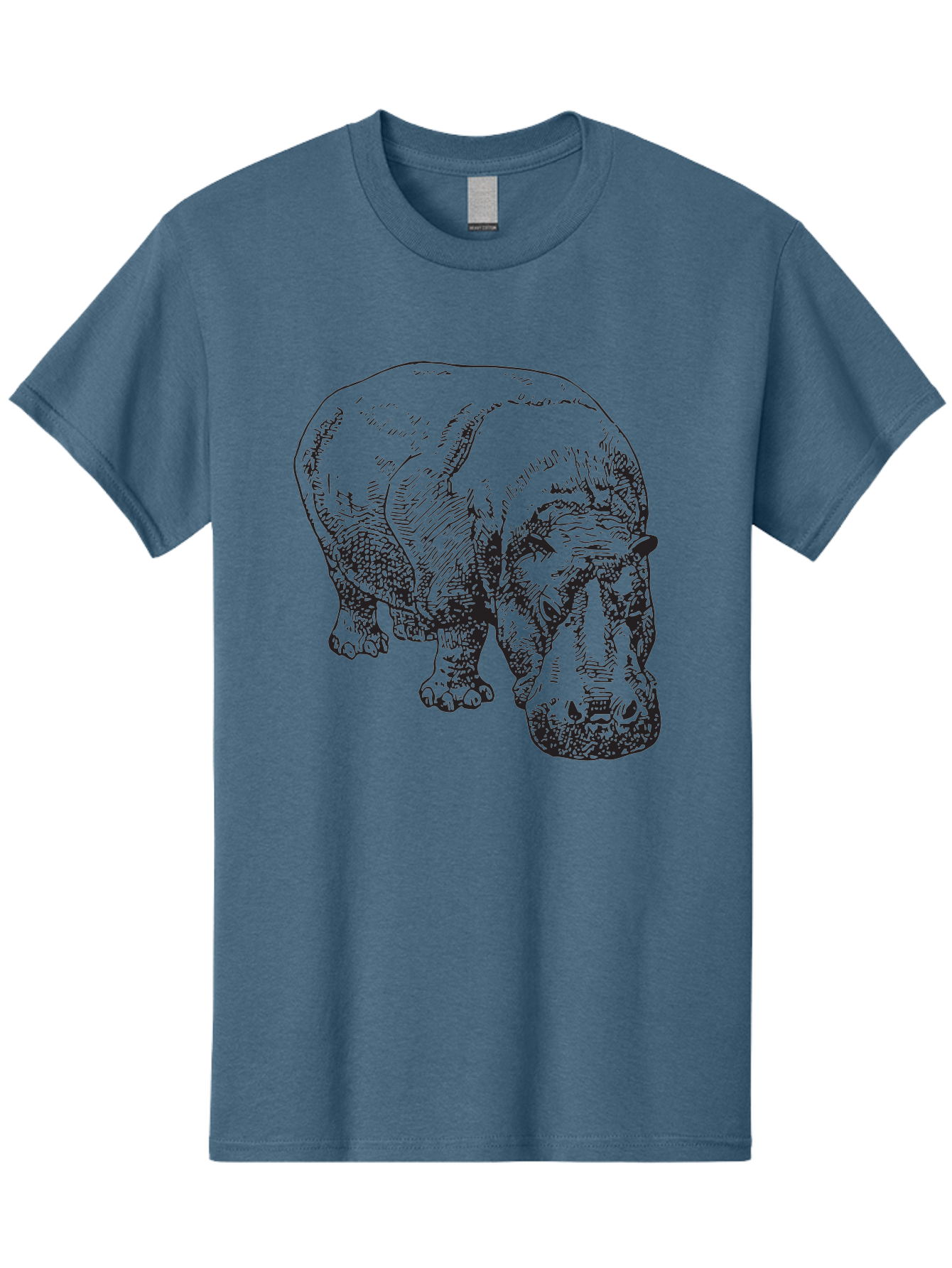 Rhinoceros-1 Men'S Graphic Tee, 100% Cotton, Comfortable Casual Summer Wear, Machine Washable, Rhinoceros Illustration, Detailed Drawing, Wildlife Art, Black And Green, Rhino Portrait, Wild Animal, Engraved Style, Nature Graphic, Animal Design Aad939 13