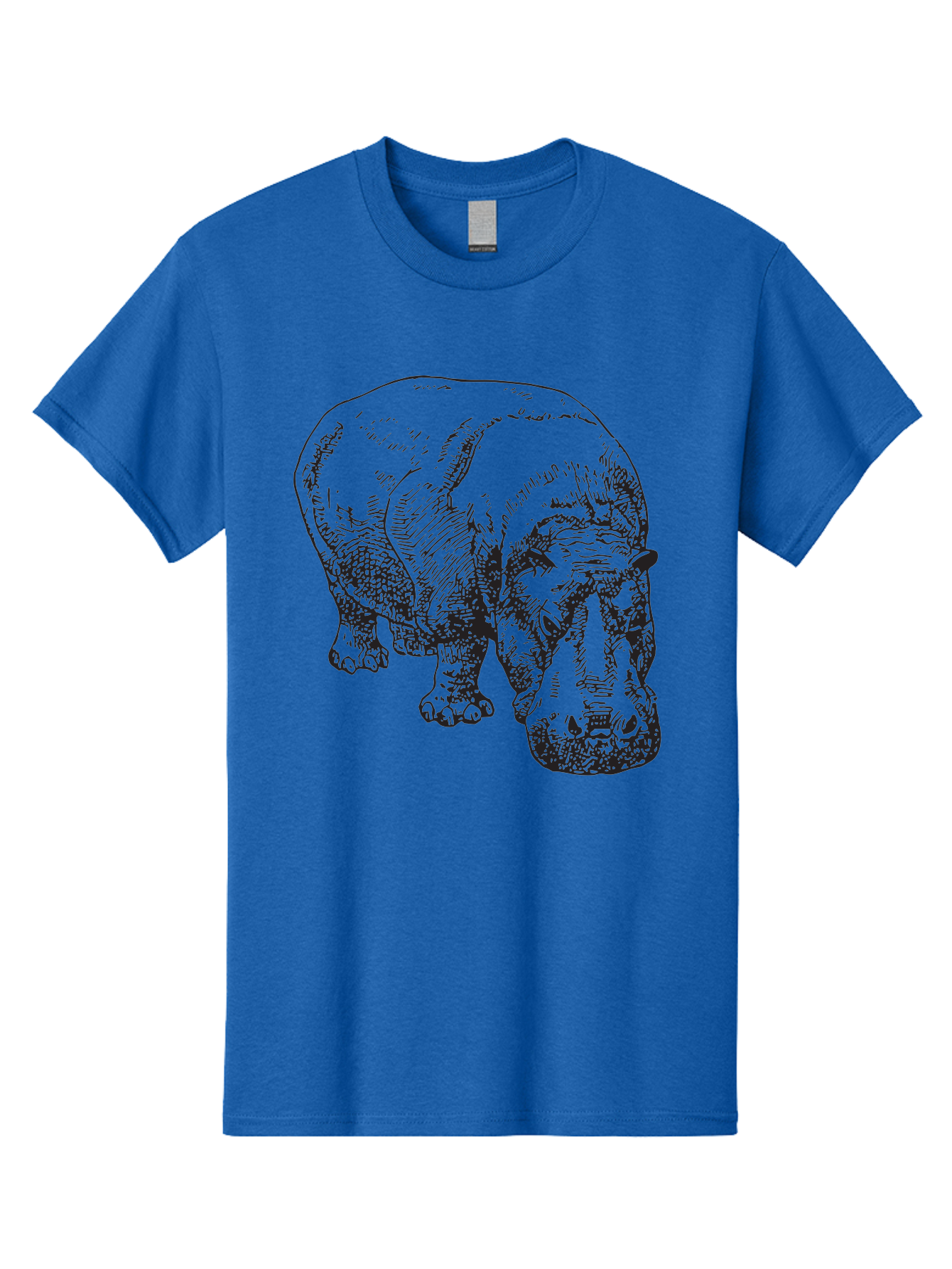 Rhinoceros-1 Men'S Graphic Tee, 100% Cotton, Comfortable Casual Summer Wear, Machine Washable, Rhinoceros Illustration, Detailed Drawing, Wildlife Art, Black And Green, Rhino Portrait, Wild Animal, Engraved Style, Nature Graphic, Animal Design Aad939 3