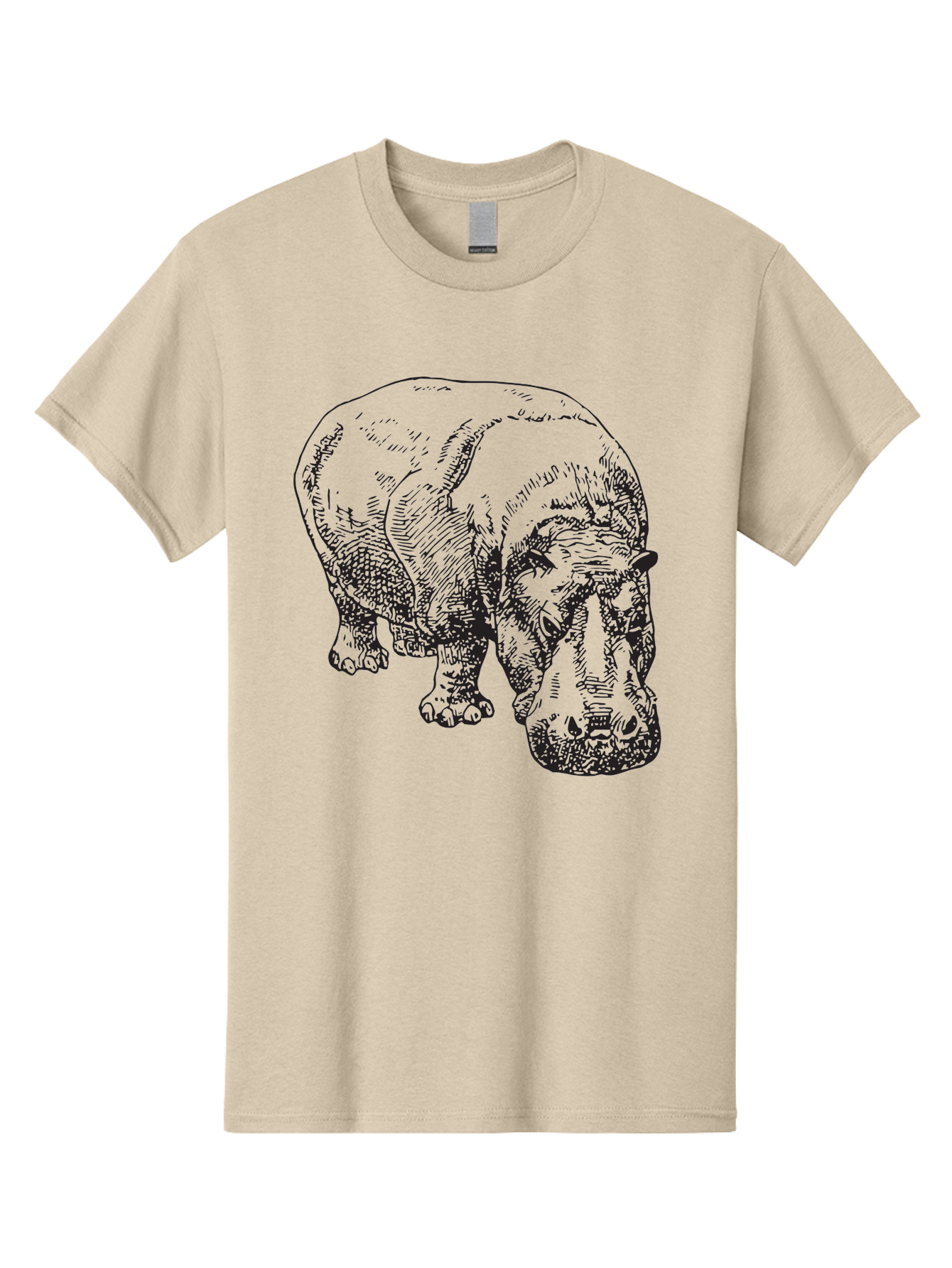 Rhinoceros-1 Men'S Graphic Tee, 100% Cotton, Comfortable Casual Summer Wear, Machine Washable, Rhinoceros Illustration, Detailed Drawing, Wildlife Art, Black And Green, Rhino Portrait, Wild Animal, Engraved Style, Nature Graphic, Animal Design Aad939 7