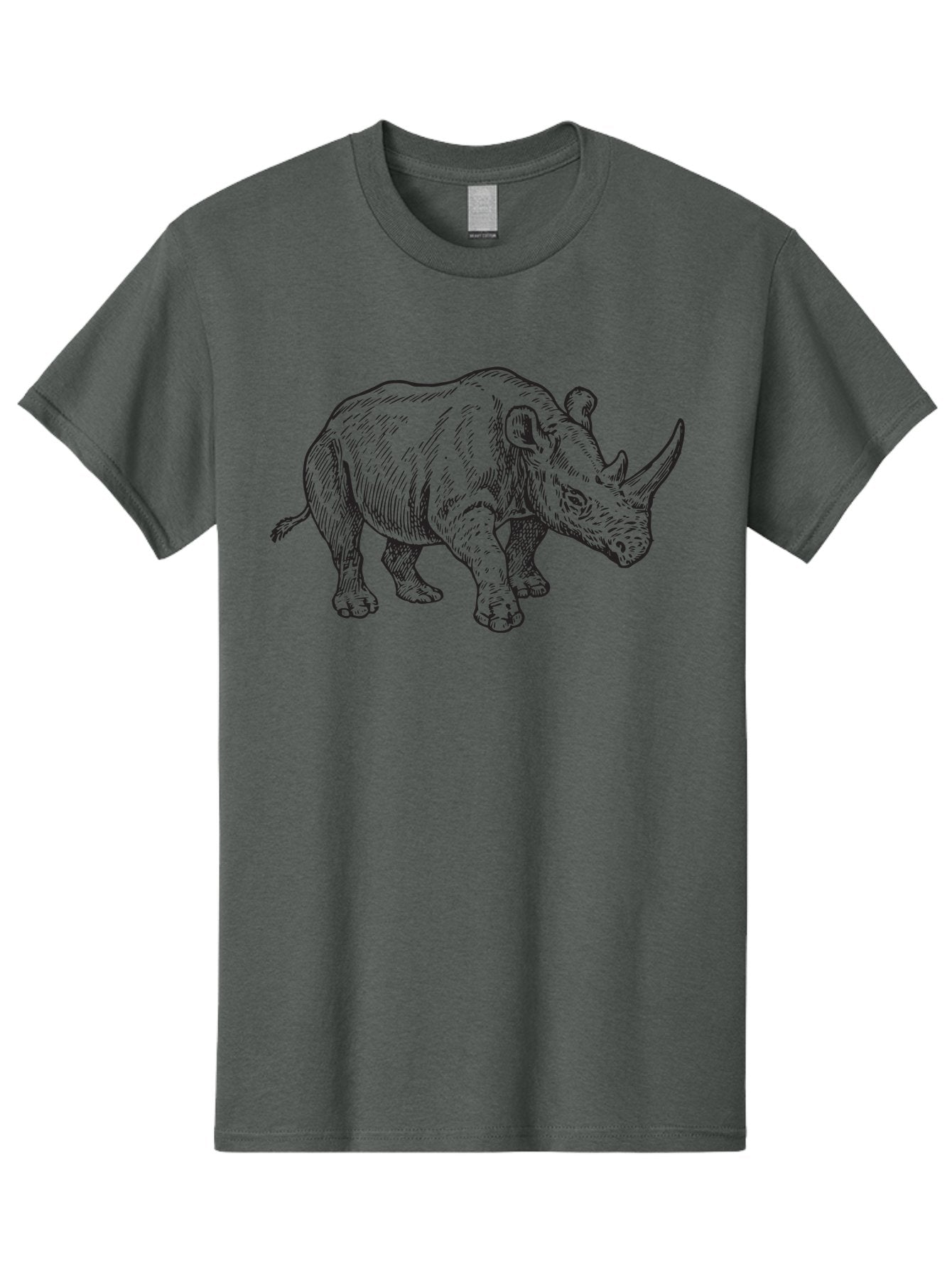 Rhinoceros-Sketch Men'S Graphic Tee, 100% Cotton, Comfortable Casual Summer Wear, Machine Washable, Rhinoceros Illustration, Wildlife Art, Black And White Drawing, Rhino Portrait, Animal Graphics, Hand-Drawn Rhinoceros, Detailed Illustration Aad940 11