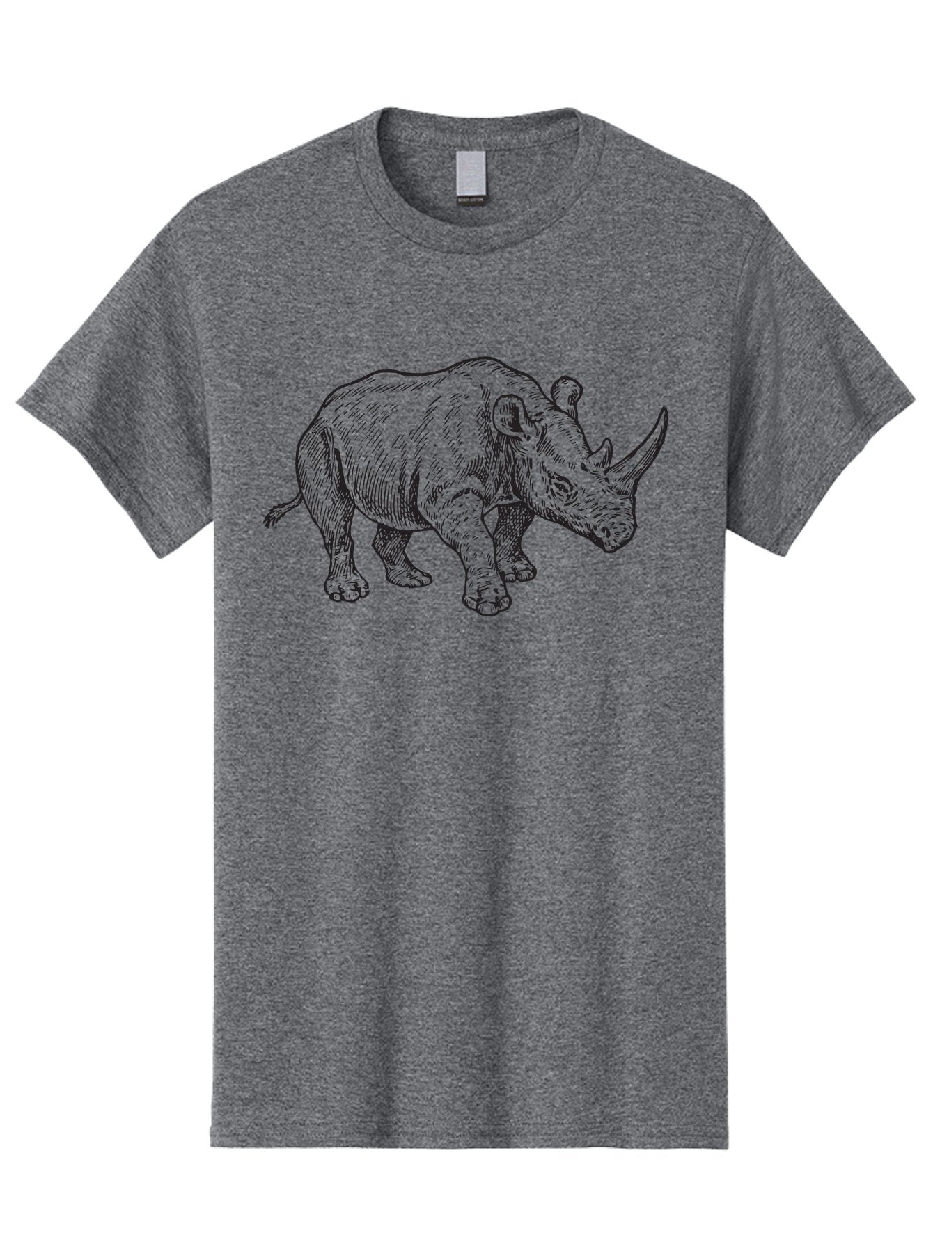 Rhinoceros-Sketch Men'S Graphic Tee, 100% Cotton, Comfortable Casual Summer Wear, Machine Washable, Rhinoceros Illustration, Wildlife Art, Black And White Drawing, Rhino Portrait, Animal Graphics, Hand-Drawn Rhinoceros, Detailed Illustration Aad940 14