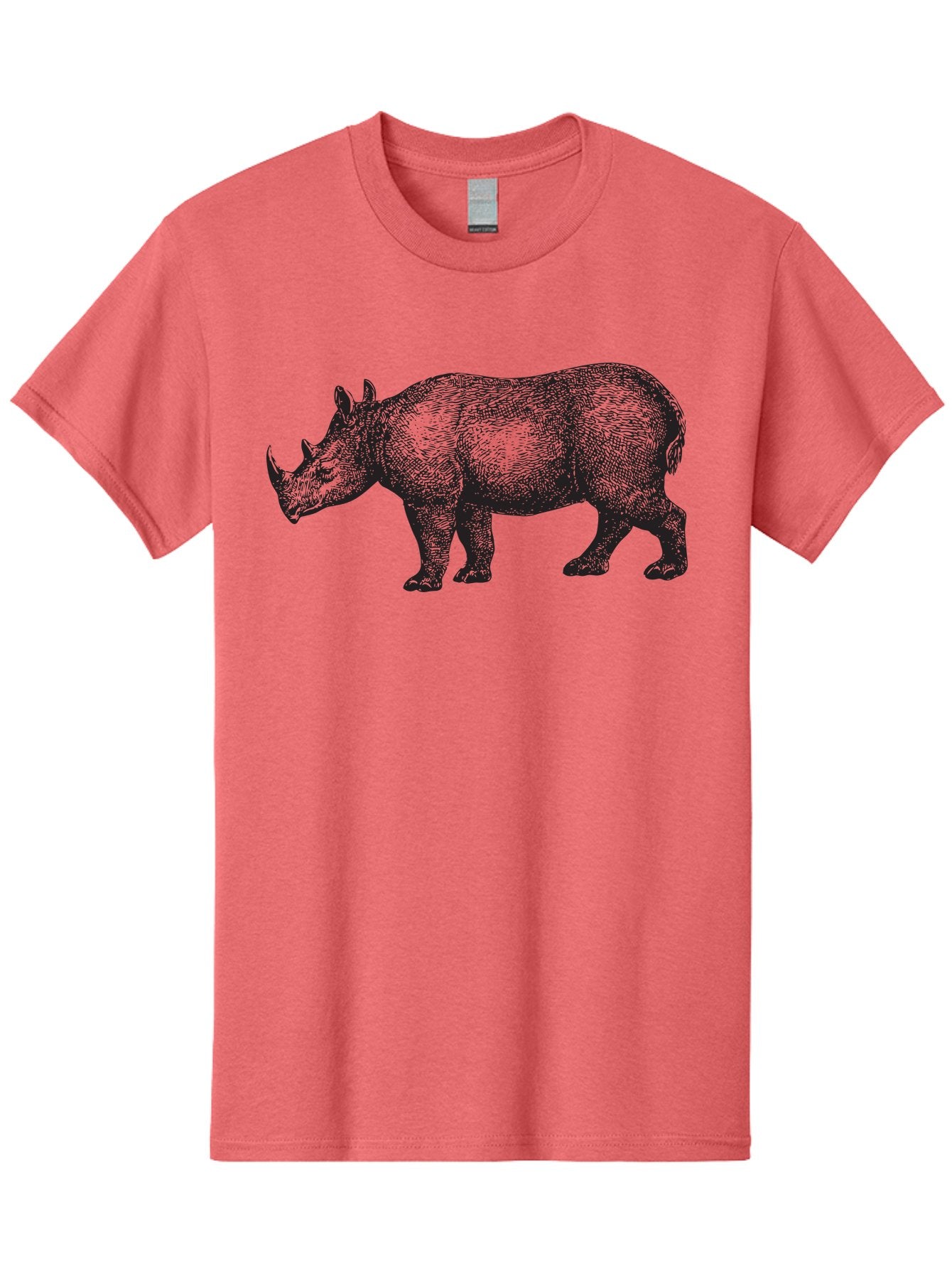 Rhinoceros Men'S Graphic Tee, 100% Cotton, Comfortable Casual Summer Wear, Machine Washable, Rhinoceros, Wildlife, Black And Green Illustration, Endangered Species, Wild Animal, Rhino Horn, Cross-Hatching Technique, Detailed Artwork, Aad941 7