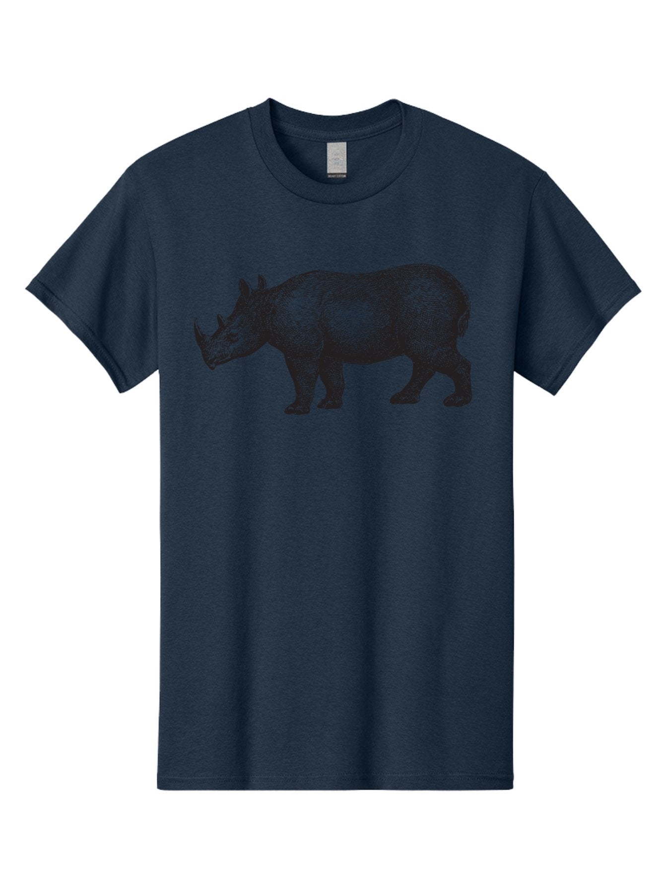 Rhinoceros Men'S Graphic Tee, 100% Cotton, Comfortable Casual Summer Wear, Machine Washable, Rhinoceros, Wildlife, Black And Green Illustration, Endangered Species, Wild Animal, Rhino Horn, Cross-Hatching Technique, Detailed Artwork, Aad941 8