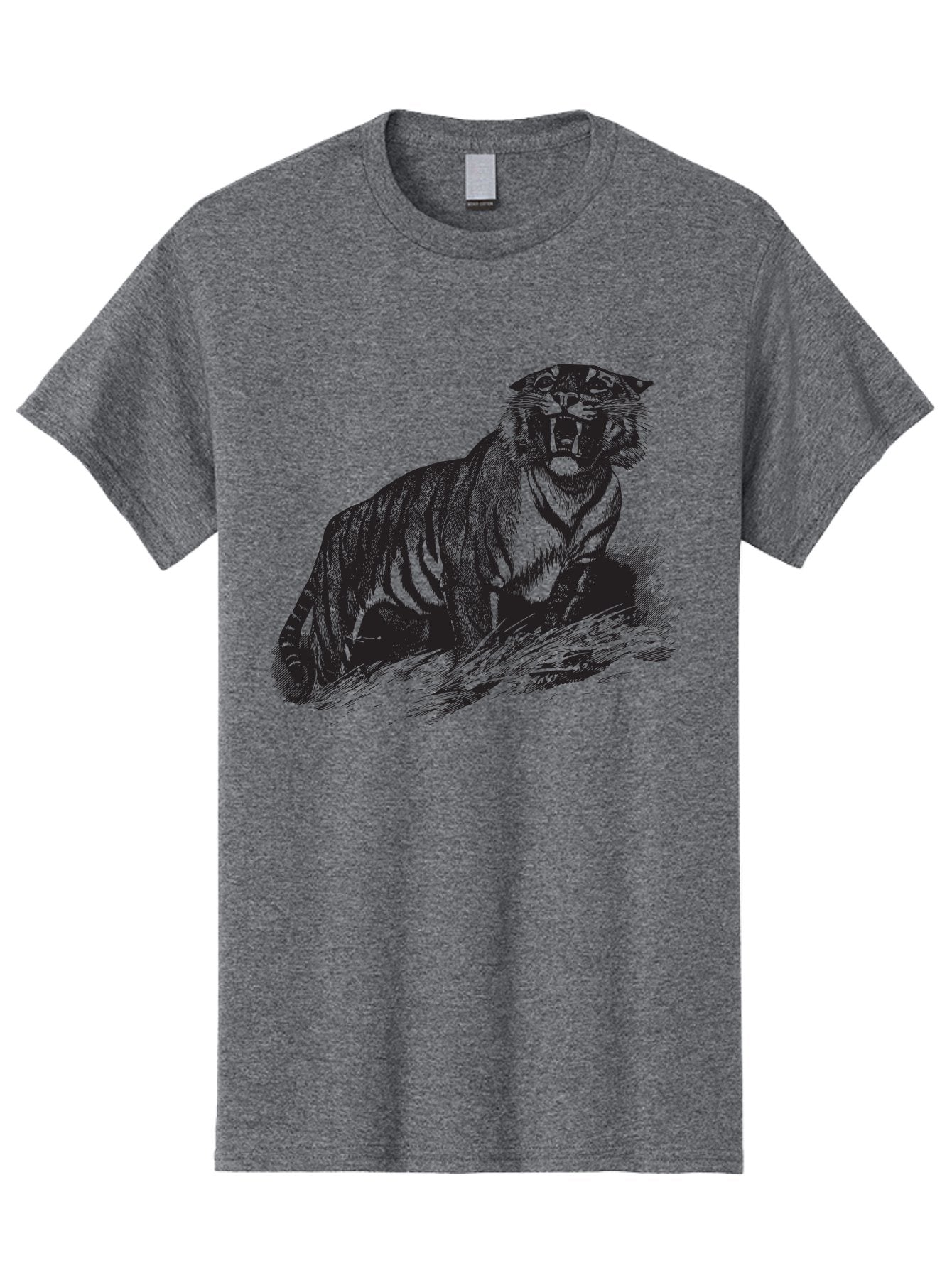 Roaring-Tiger Men'S Graphic Tee, 100% Cotton, Comfortable Casual Summer Wear, Machine Washable, Aggressive Tiger, Large Cat, Wild Animal, Striped Fur, Sharp Teeth, Fierce Expression, Powerful Pose, Forest Creature, Wildlife Art Aad942 11