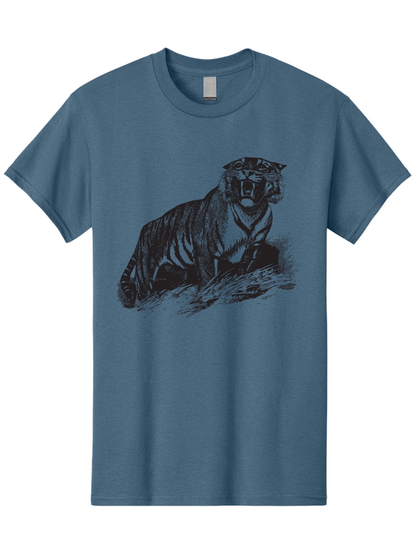 Roaring-Tiger Men'S Graphic Tee, 100% Cotton, Comfortable Casual Summer Wear, Machine Washable, Aggressive Tiger, Large Cat, Wild Animal, Striped Fur, Sharp Teeth, Fierce Expression, Powerful Pose, Forest Creature, Wildlife Art Aad942 14