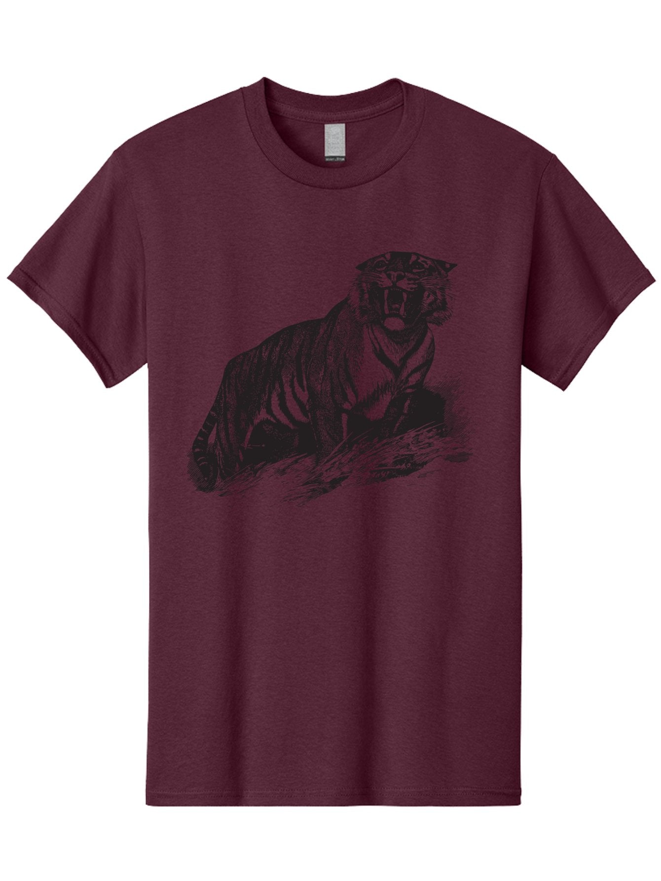 Roaring-Tiger Men'S Graphic Tee, 100% Cotton, Comfortable Casual Summer Wear, Machine Washable, Aggressive Tiger, Large Cat, Wild Animal, Striped Fur, Sharp Teeth, Fierce Expression, Powerful Pose, Forest Creature, Wildlife Art Aad942 15