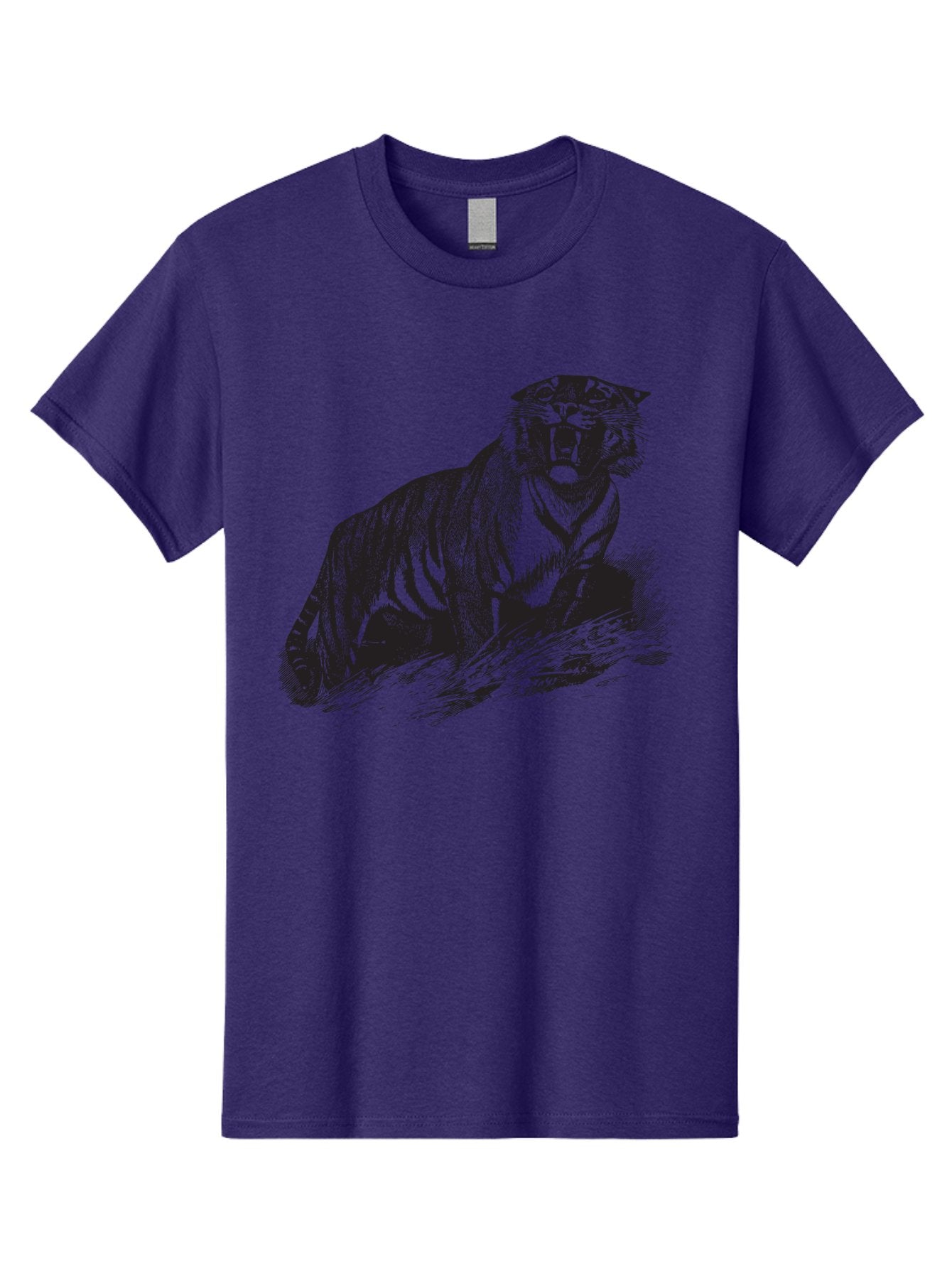 Roaring-Tiger Men'S Graphic Tee, 100% Cotton, Comfortable Casual Summer Wear, Machine Washable, Aggressive Tiger, Large Cat, Wild Animal, Striped Fur, Sharp Teeth, Fierce Expression, Powerful Pose, Forest Creature, Wildlife Art Aad942 6