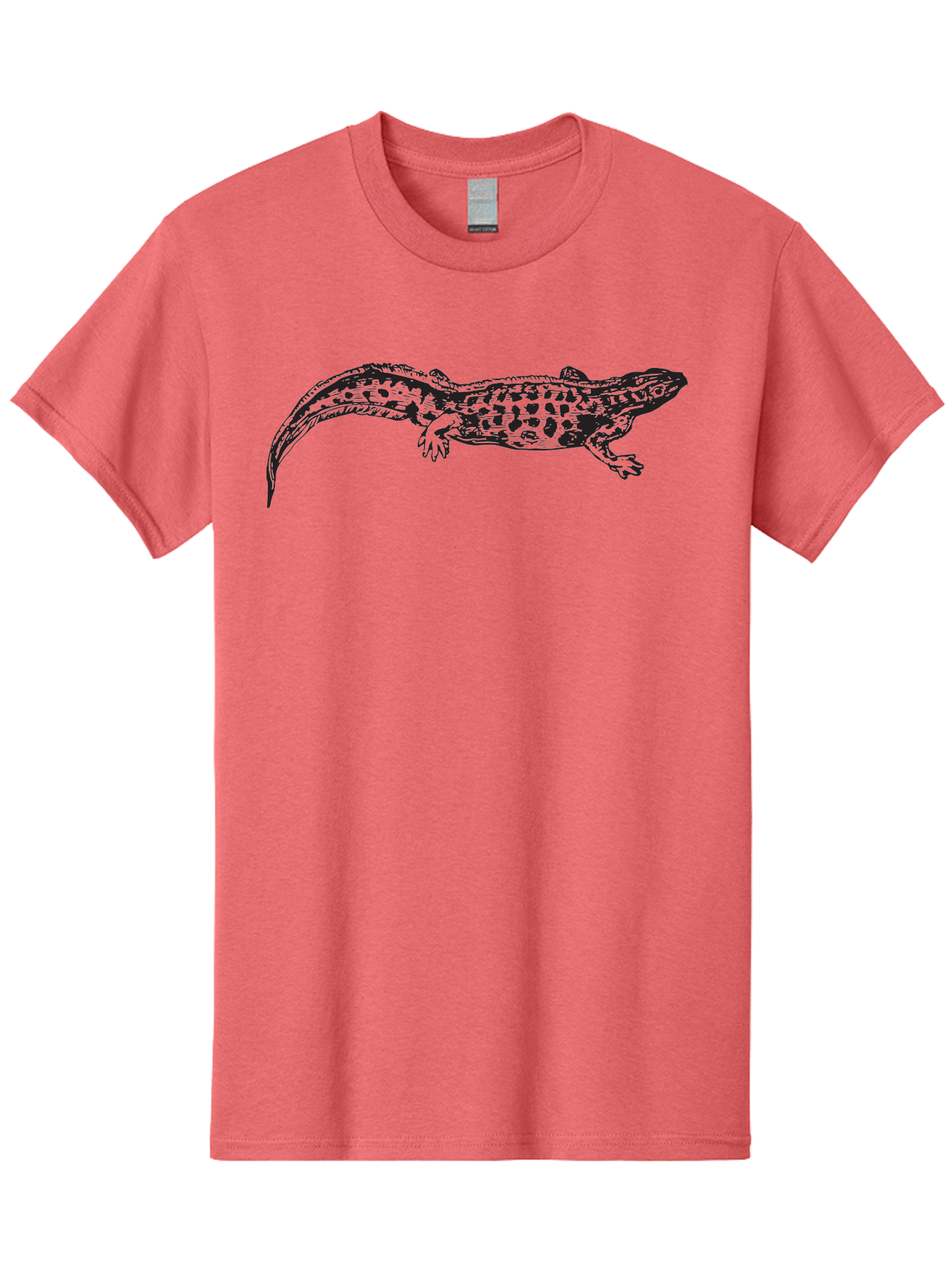 Salamander-Illustration Men'S Graphic Tee, 100% Cotton, Comfortable Casual Summer Wear, Machine Washable, Lizard Illustration, Spotted Lizard, Reptile Art, Wildlife Design, Graphic Illustration, Black Lizard, Lizard Graphics, Lizard Pattern Aad944 3